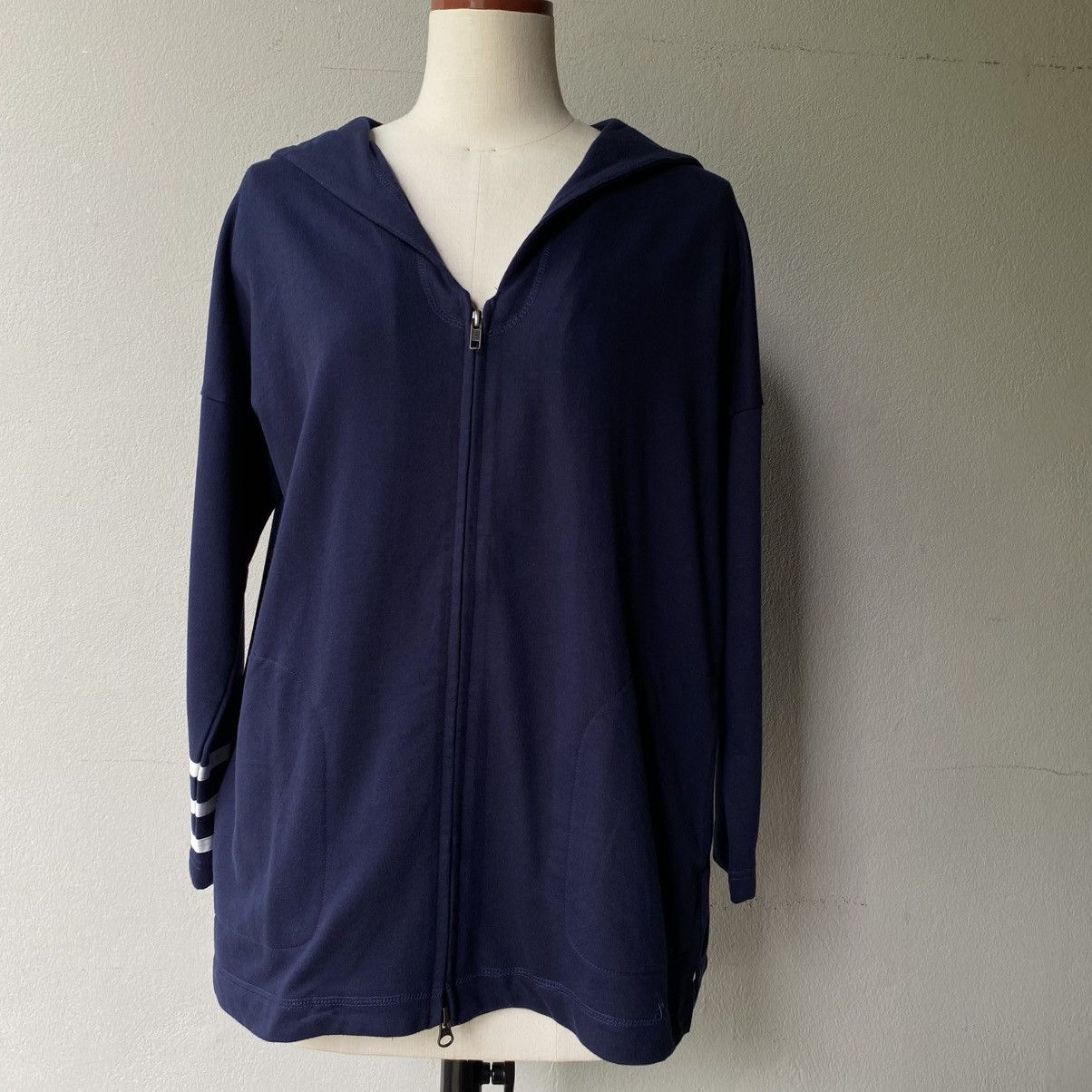 Ne-Net Ne-net Navy Zip Hoodie with Striped Sleeve Size XS / US 0-2 / IT 36-38 - 17 Thumbnail
