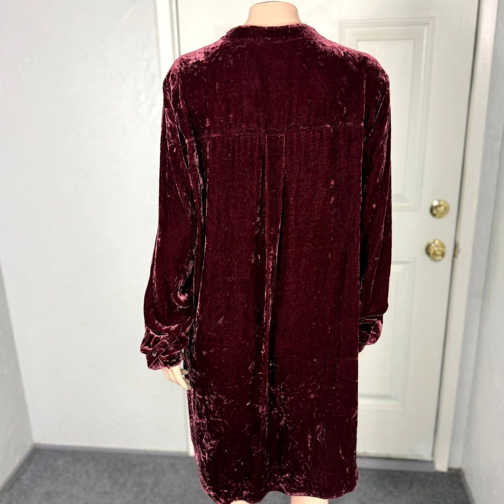 Eileen Fisher Eileen Fisher Women L Dress Shift Silk Velvet Long Sleeve V neck Button V3-20 Size L / US 10 / IT 46 - 4 Thumbnail
