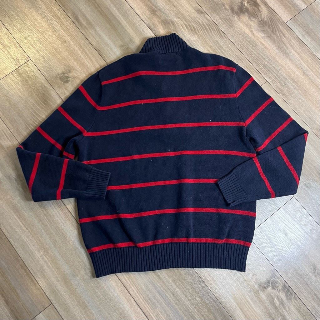 Polo Ralph Lauren Polo Ralph Lauren Navy Stripe Quarterzip Sweater Men Large Size US L / EU 52-54 / 3 - 6 Thumbnail