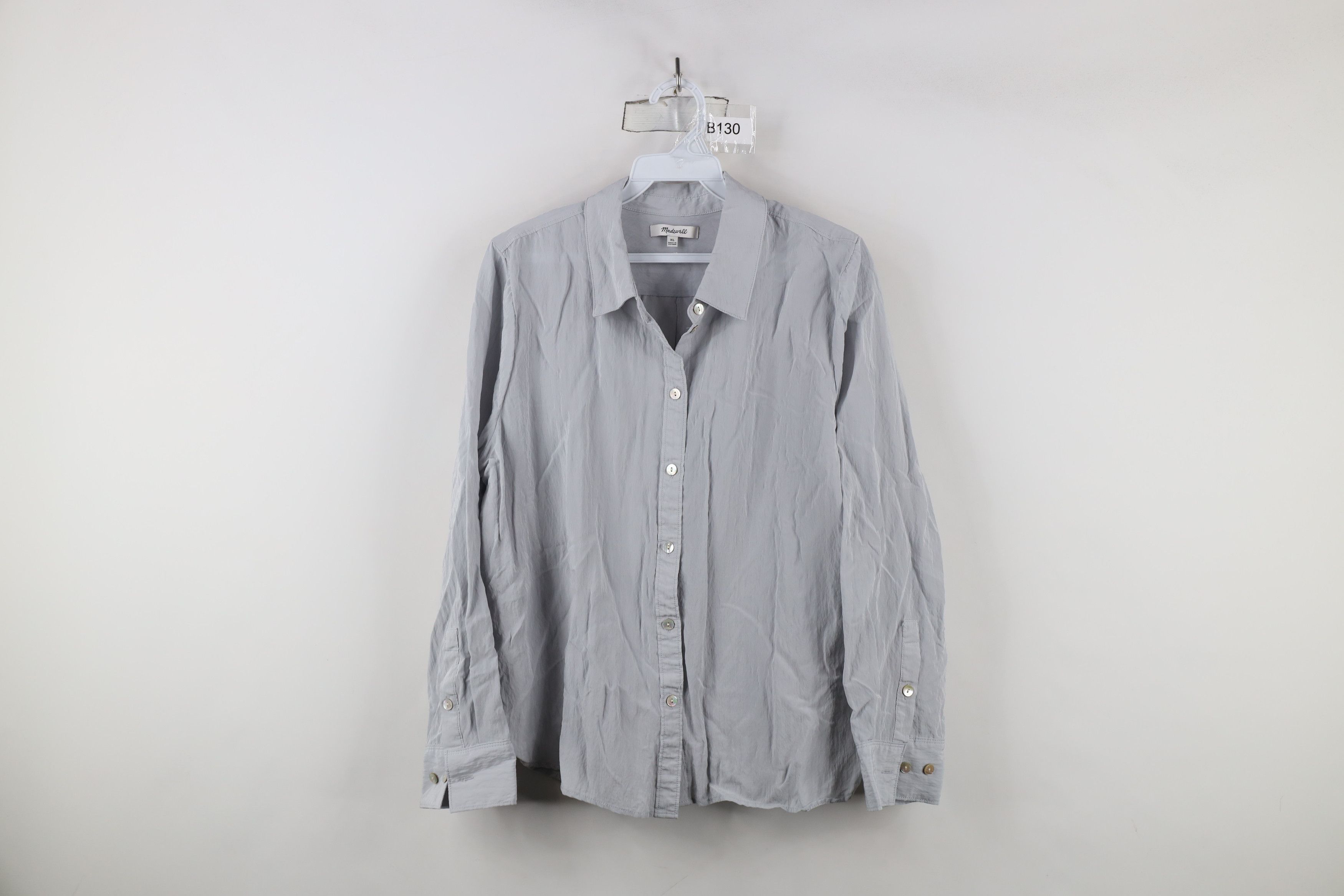 Madewell × Vintage Madewell Crinkled Long Sleeve Collared Button Up Shirt Gray Size XL / US 12-14 / IT 48-50 - 1 Thumbnail