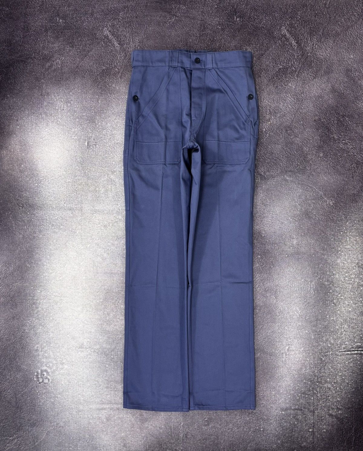 Other Vintage 1970s French Workwear Zimco Slate Blue Utility Pants Size US 34 / EU 50 - 1 Thumbnail
