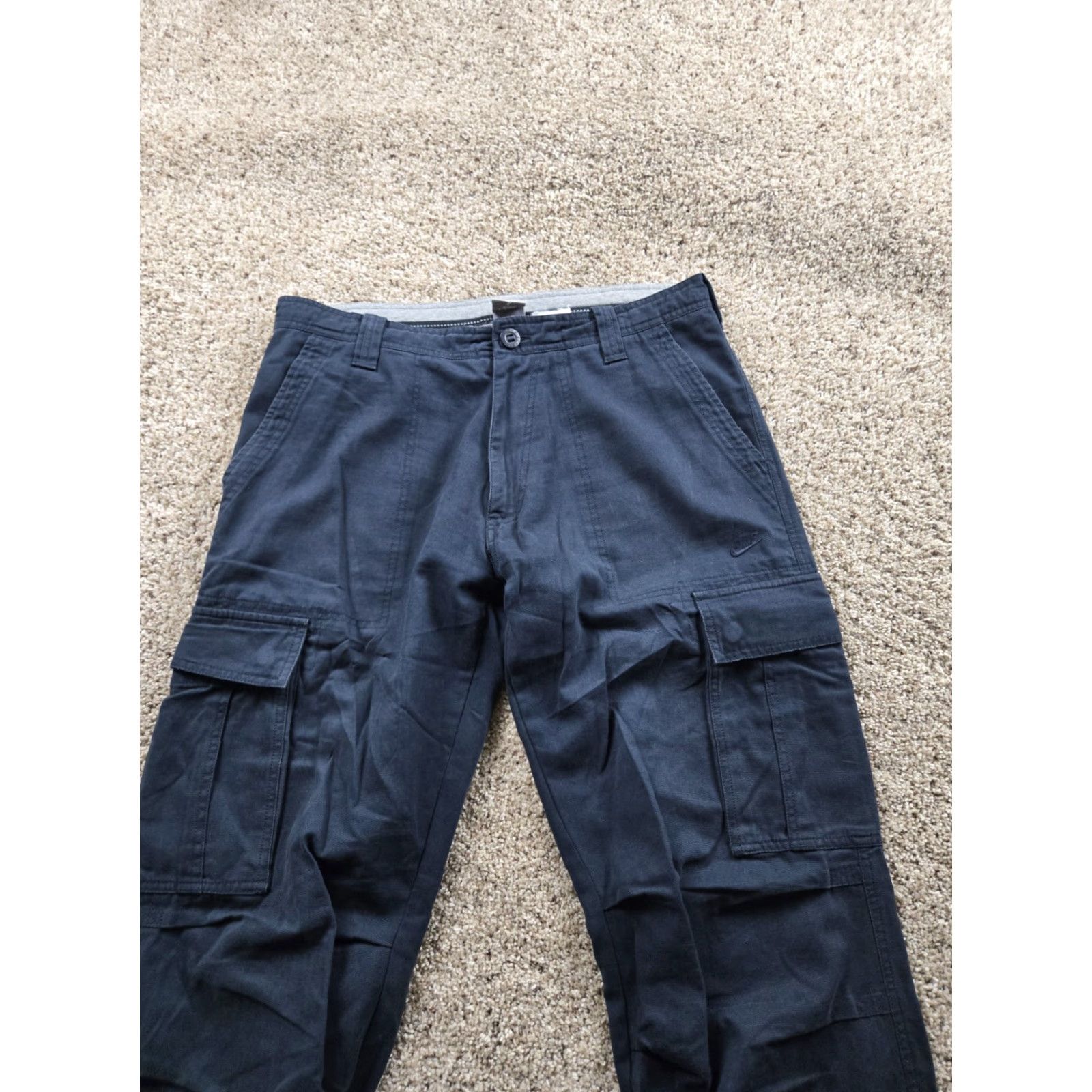 Nike VINTAGE Nike Cargo Pants Mens 34 Blue Straight Leg Baggy Drawstring Pockets Y2K Size US 34 / EU 50 - 4 Thumbnail
