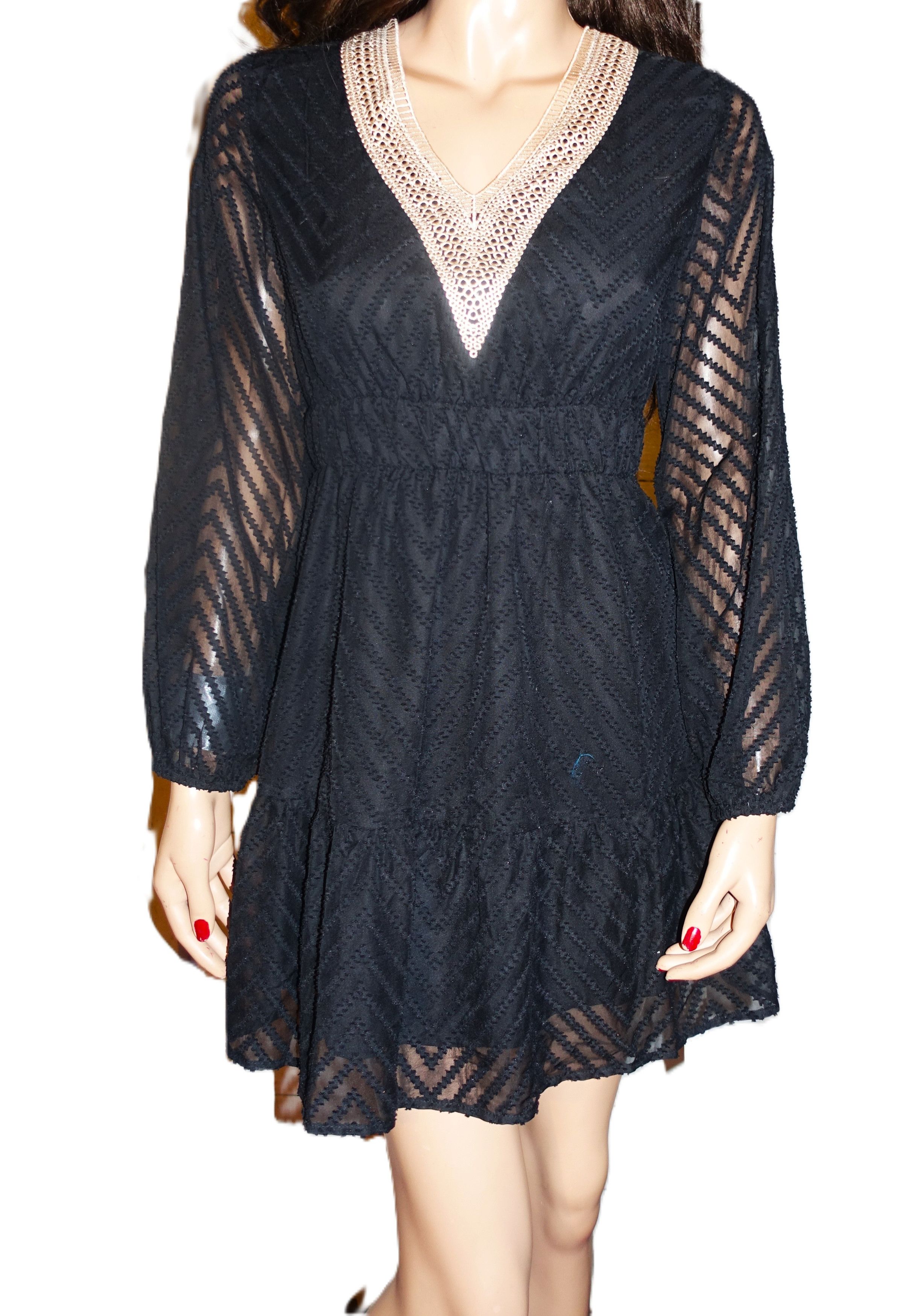 Other Cupshe Black Beige Sheer Dress S NWT Size S / US 4 / IT 40 - 4 Thumbnail
