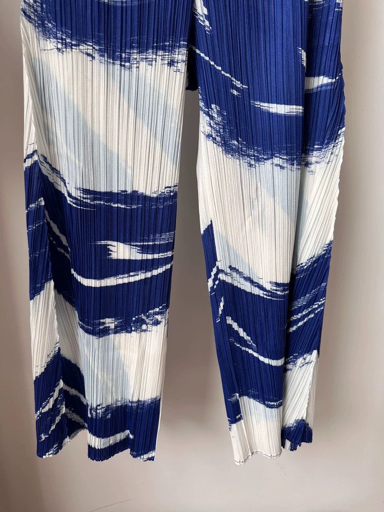Issey Miyake Issey Miyake size:2 Blue white cloud pleated long pants Size 32" / US 10 / IT 46 - 6 Thumbnail