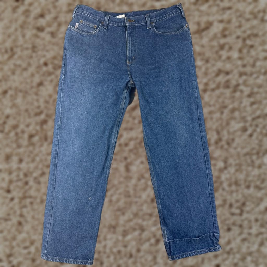 Carhartt VINTAGE Carhartt Pants Jeans 40 Blue Denim 100% Cotton Relaxed Straight 37x30 Jeans Men's Regular 5-Pocket Medium Wash Denim Carhartt B17 Size US 40 / EU 56 - 1 Thumbnail