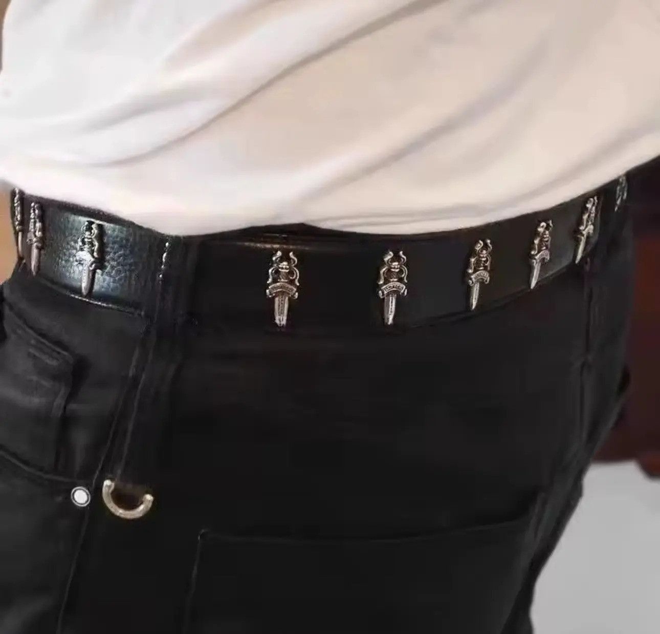 Other Leather Gothic Y2k Punk Rivet Skeleton Unisex Belt Size ONE SIZE - 3 Thumbnail