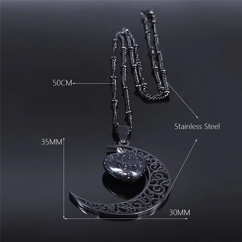 Jewelry Moon Heart Pendant Charms Necklace Emblem Talisman Size ONE SIZE - 5 Thumbnail