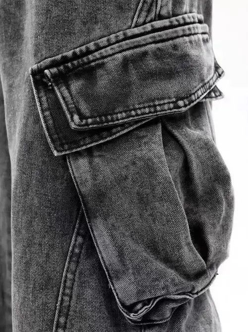 Japanese Brand Retro washed distressed stacked cargo jeans Size US 32 / EU 48 - 3 Thumbnail