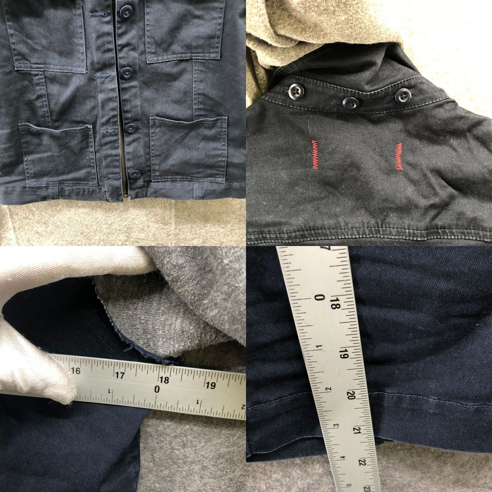 Vintage Ron Herman Utility Jacket Womens M Navy Blue Hooded Mixed Media Fleece Cotton Jacket Size M / US 6-8 / IT 42-44 - 8 Thumbnail