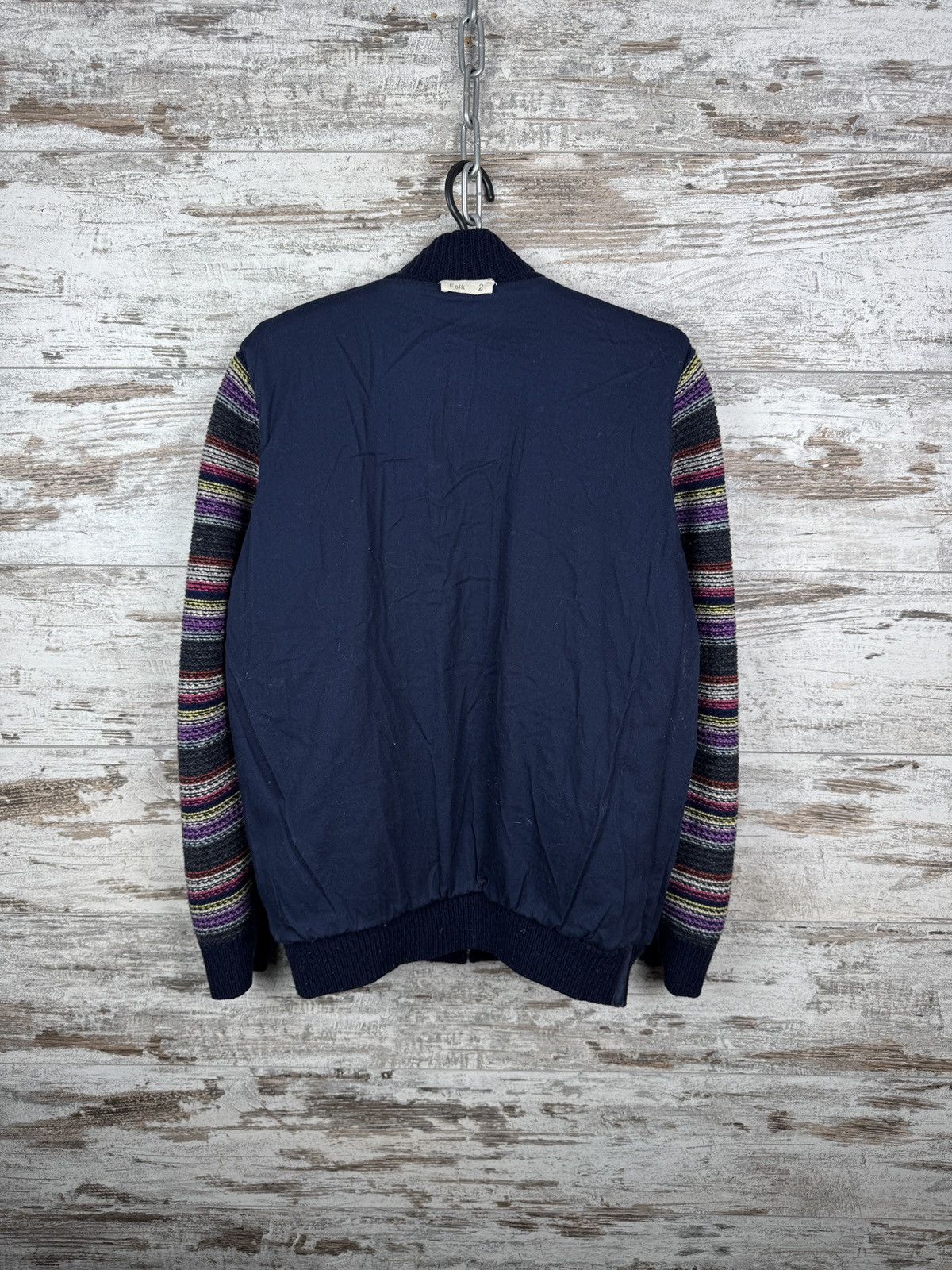 Folk Mens Vintage Folk reversible knitted bombers sweater jacket Size US S / EU 44-46 / 1 - 13 Thumbnail