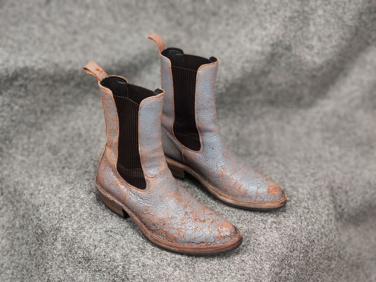 MoMA Moma Italy Design crackle aged western leather pull on boots Size US 5 / IT 35 - 2 Thumbnail