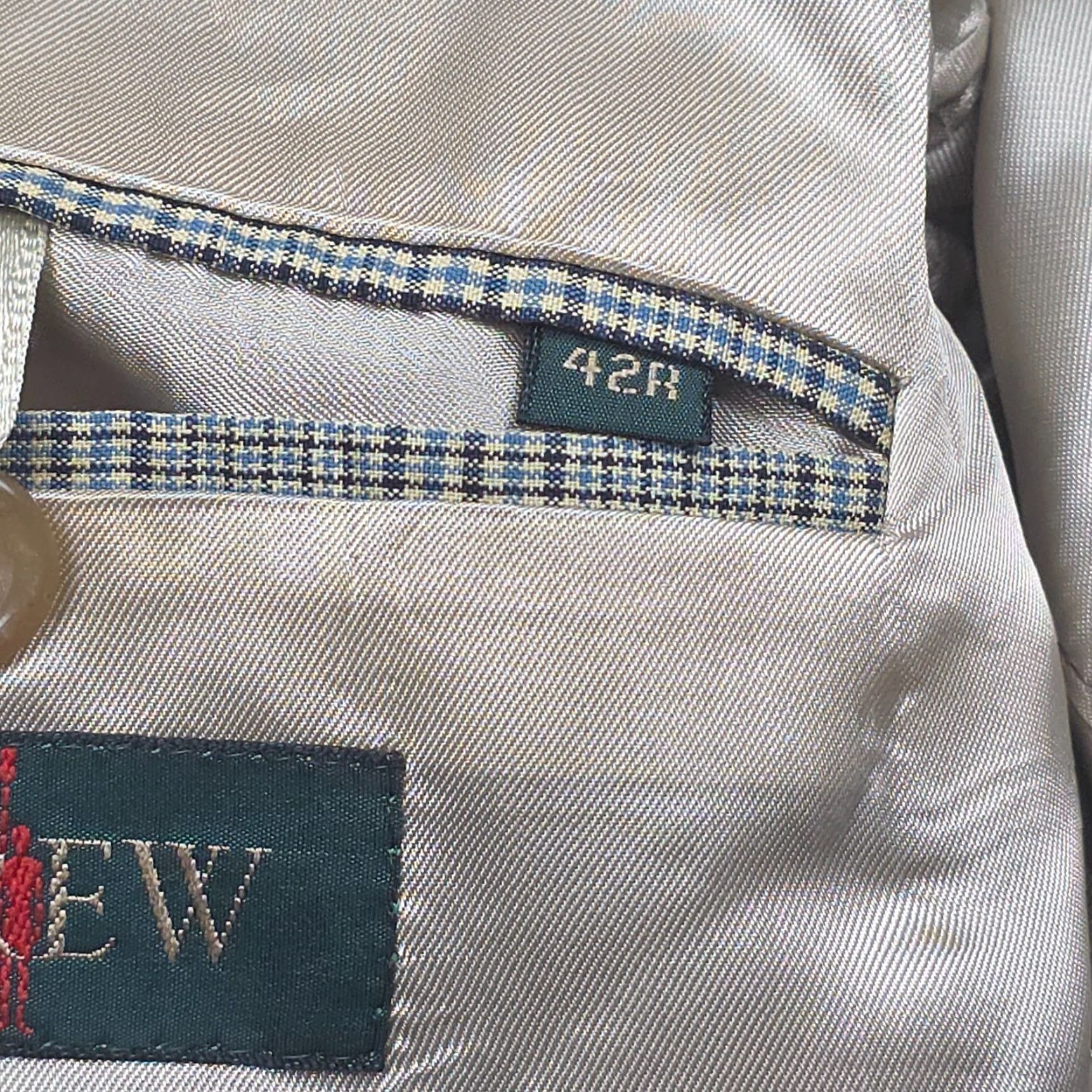 J.Crew VINTAGE J.CREW Blazer Sports Jacket Men's 42R Plaid Beige Blue Black Made Italy Size 42R - 2 Thumbnail