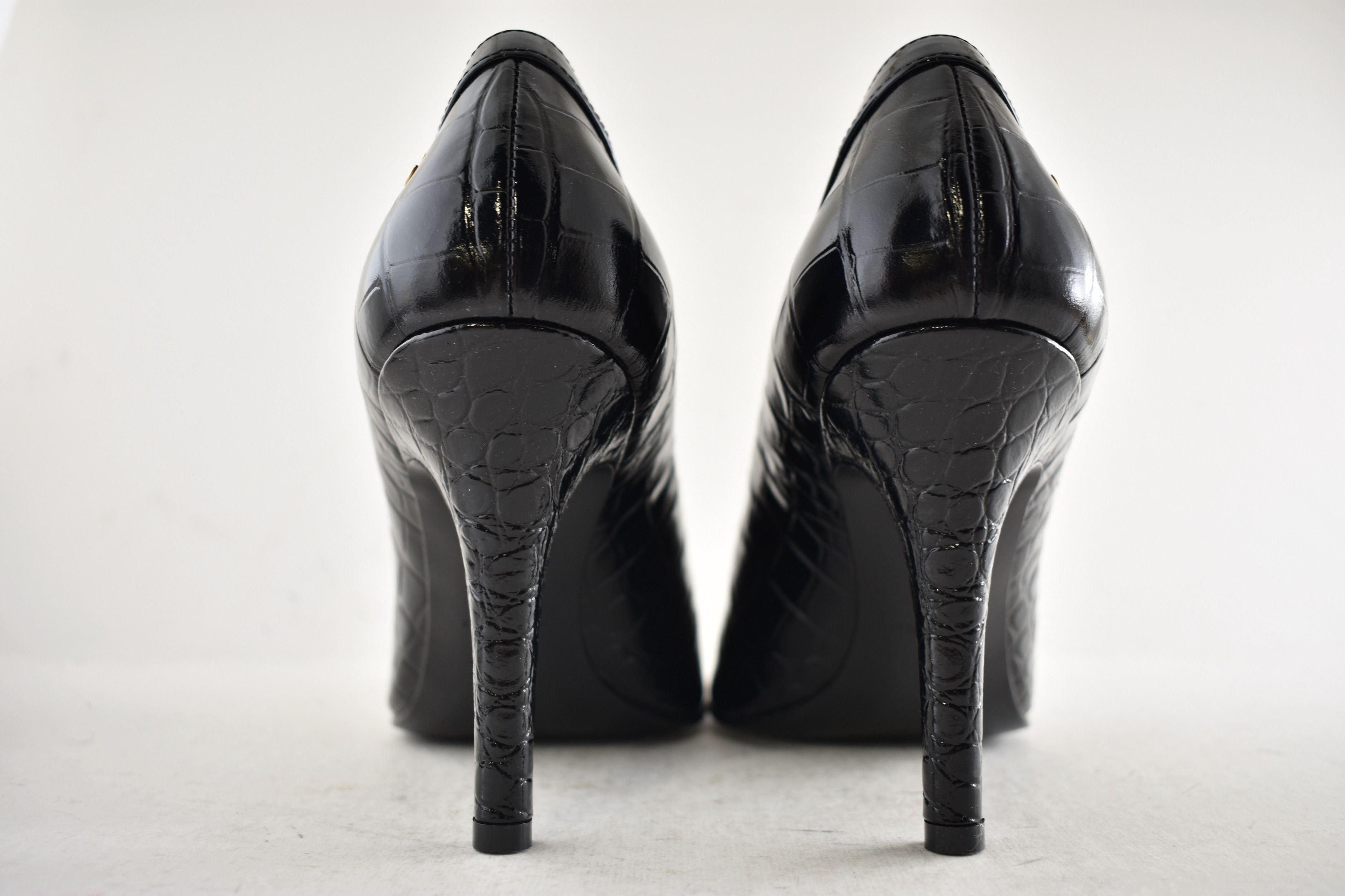 Chanel Chanel 26S Black Crocodile Croc Patent CC Logo Heel Pump 39 Size US 9 / IT 39 - 17 Thumbnail