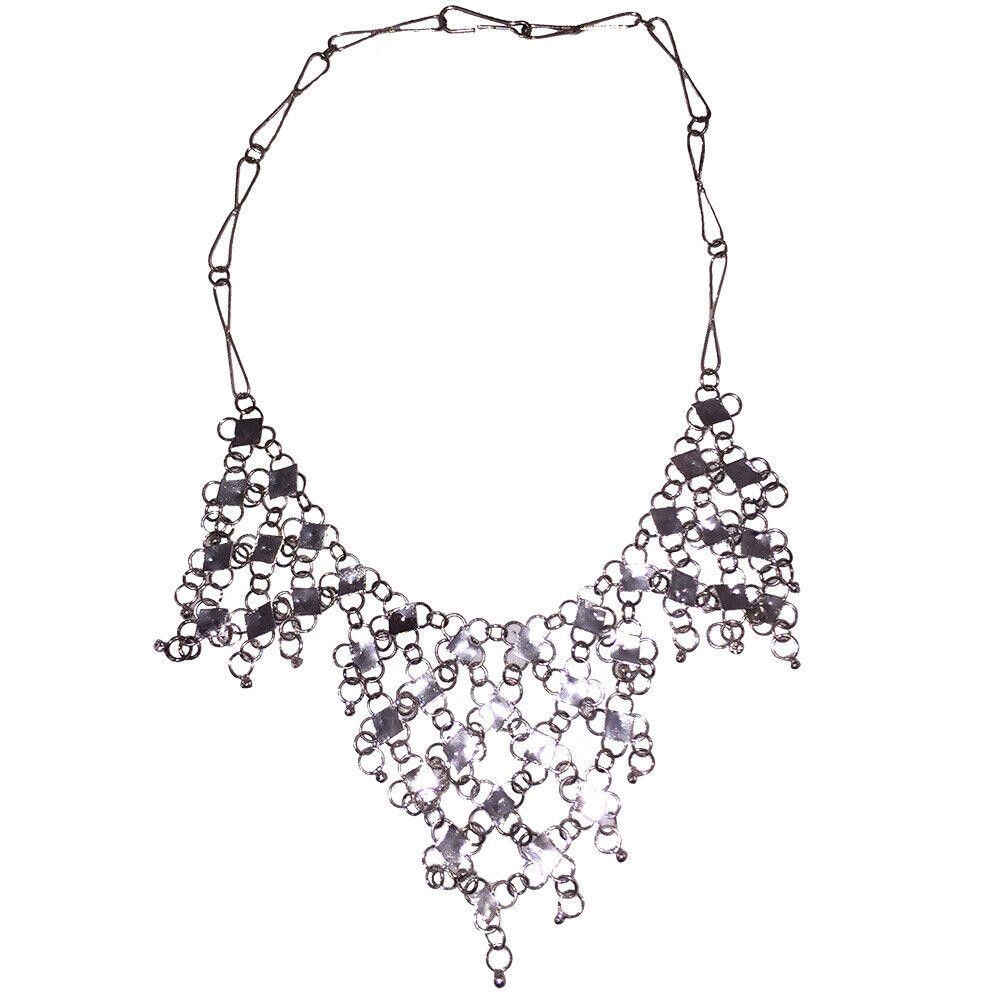Handmade Mexican Hand Made Sterling Silver Bib Dangle Necklace Size ONE SIZE - 3 Thumbnail
