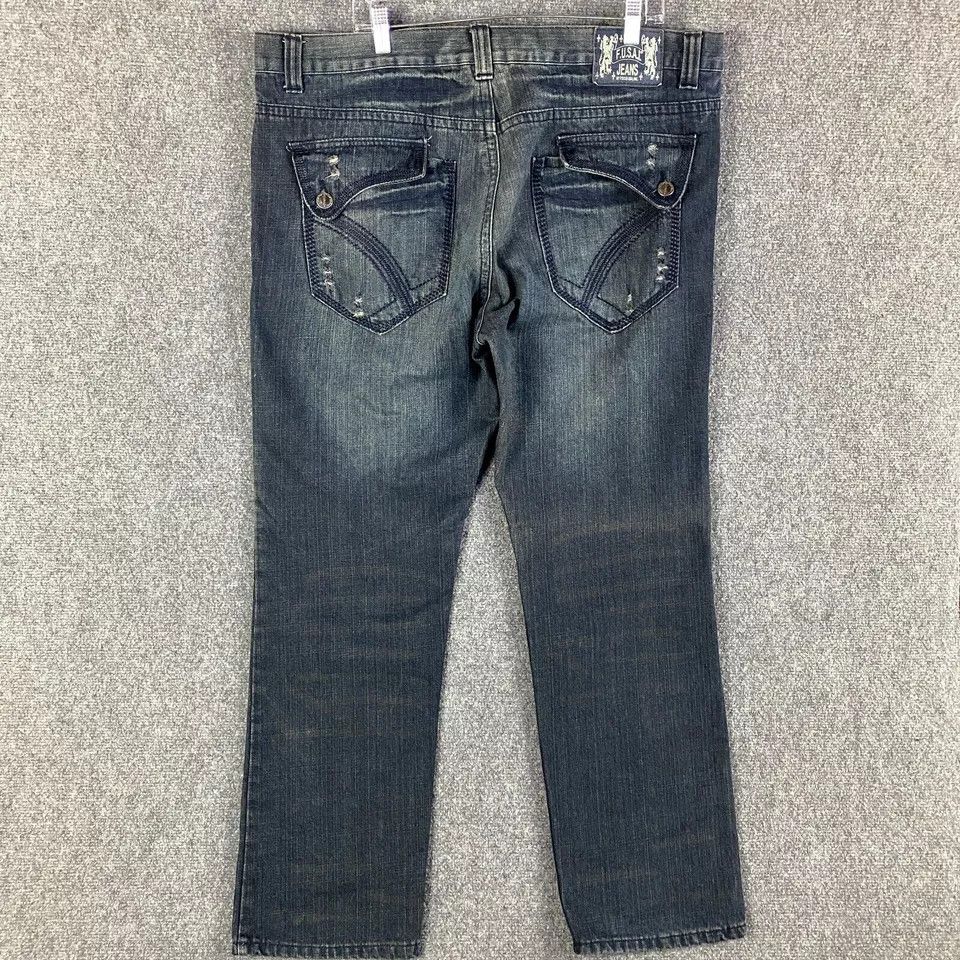 FUSAI FUSAI Jeans Men's 42x32 Straight Leg Denim Dark Wash Size US 42 / EU 58 - 6 Thumbnail