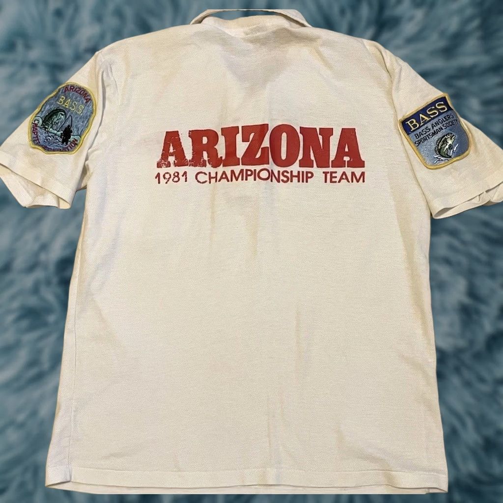 Vintage VINTAGE 80s Arizona Bassmaster Champion Polo Shirt S White Fishing Chain Stitch Size US S / EU 44-46 / 1 - 1 Thumbnail