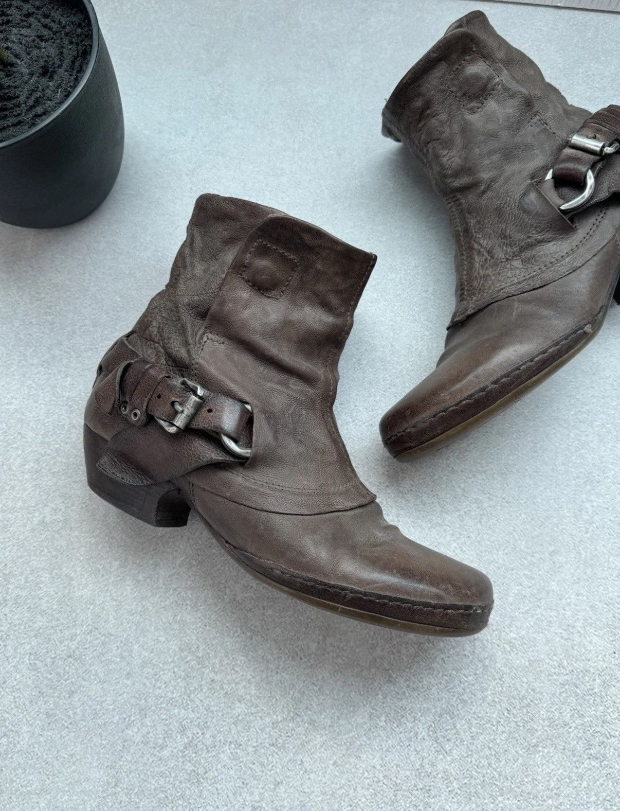 A.S.98 Vintage A.S 98 Airtep Ankle Women Leather Biker Brown Boots Size US 8.5 / IT 38.5 - 3 Thumbnail