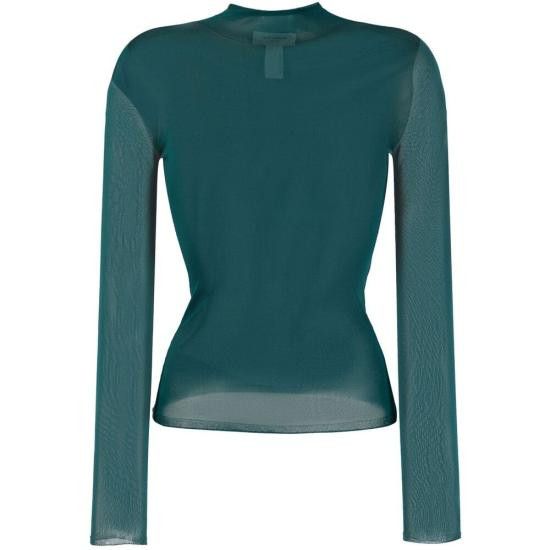 Saint Laurent Paris o1s1wg110924 High Neck Top In Silk Sweater in Green Size XS / US 0-2 / IT 36-38 - 1 Thumbnail