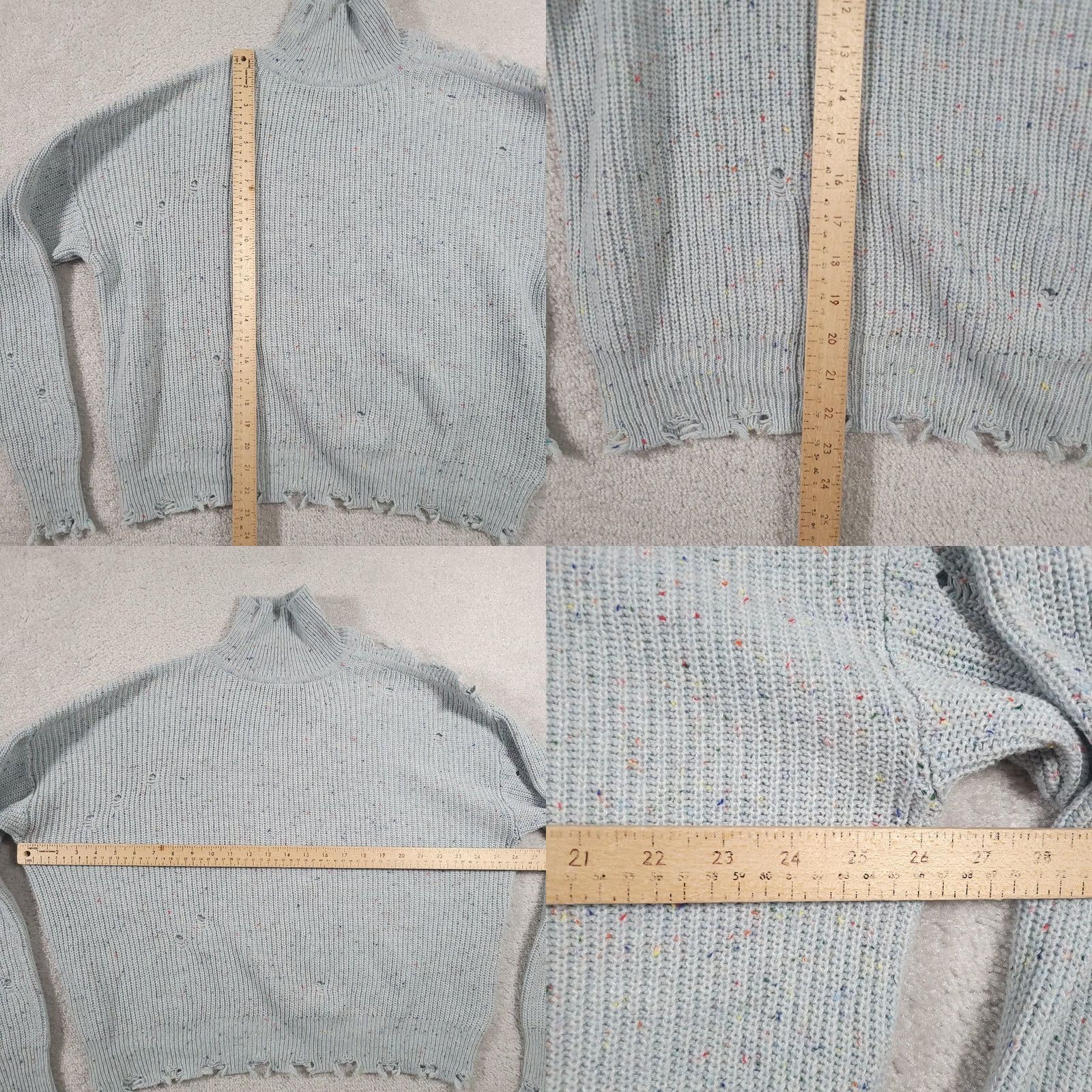 Vintage Zenana Sweater Womens Large Blue Distressed Pullover Speckled Knit Mock Neck Size L / US 10 / IT 46 - 8 Thumbnail