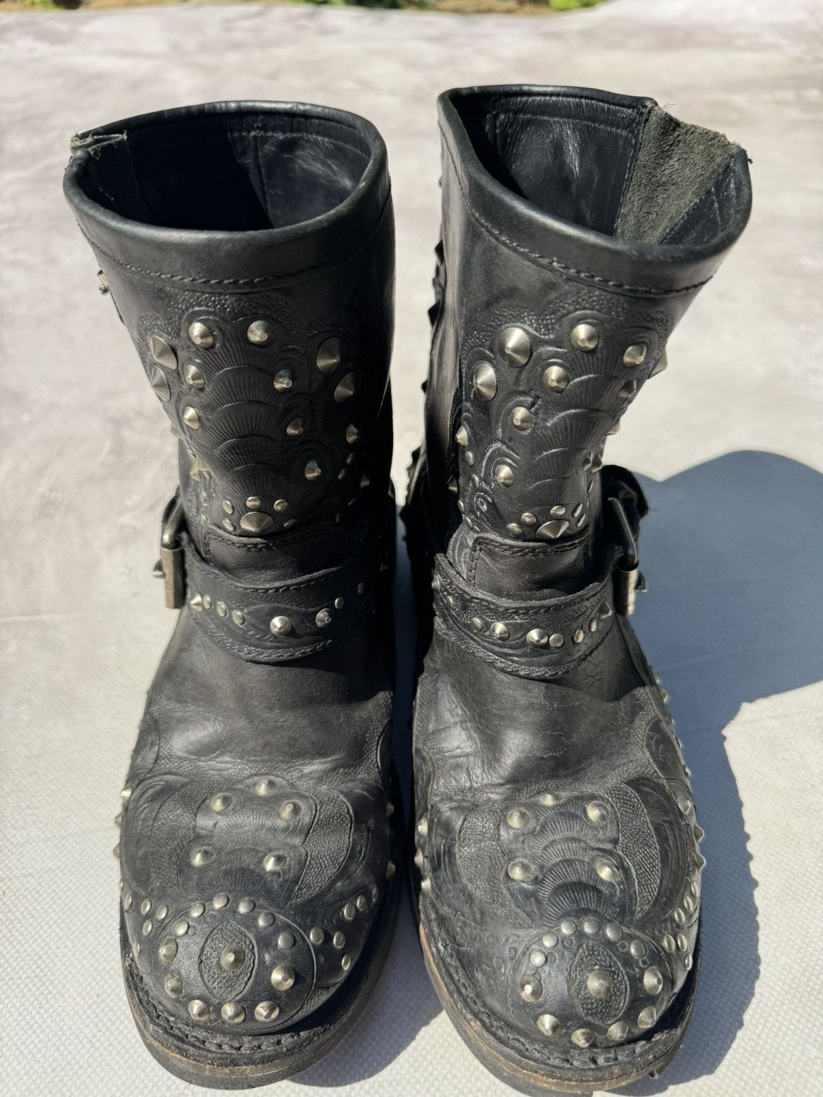 ASH Vintage Ash Studded Black Leather Biker Boot Size US 7 / IT 37 - 9 Thumbnail