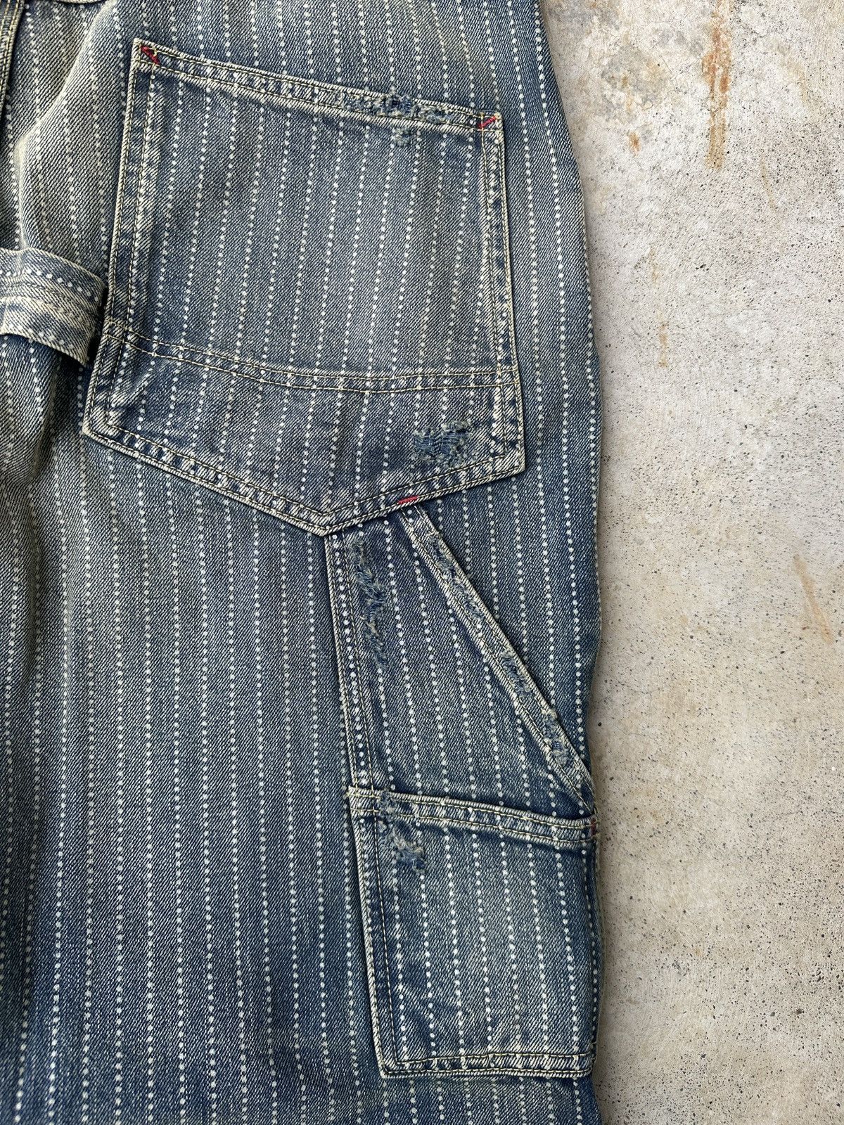 Japanese Brand Wabash Buckleback Double Knee Dungaree Striped Union Kountry Size US 36 / EU 52 - 15 Thumbnail