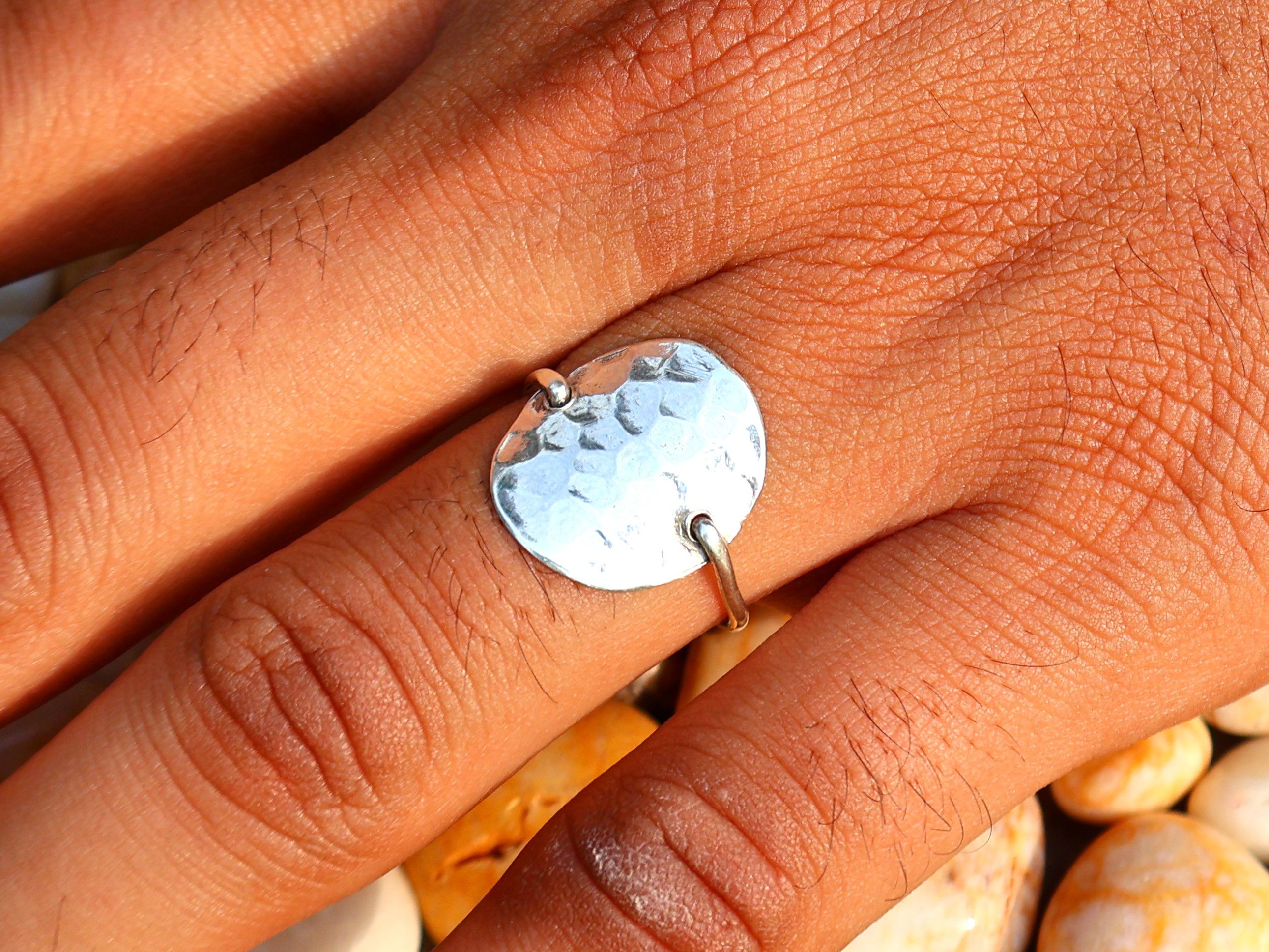 Handmade Hammered Ring, 925 Sterling Silver Ring, Handmade Women Ring Size ONE SIZE - 7 Thumbnail