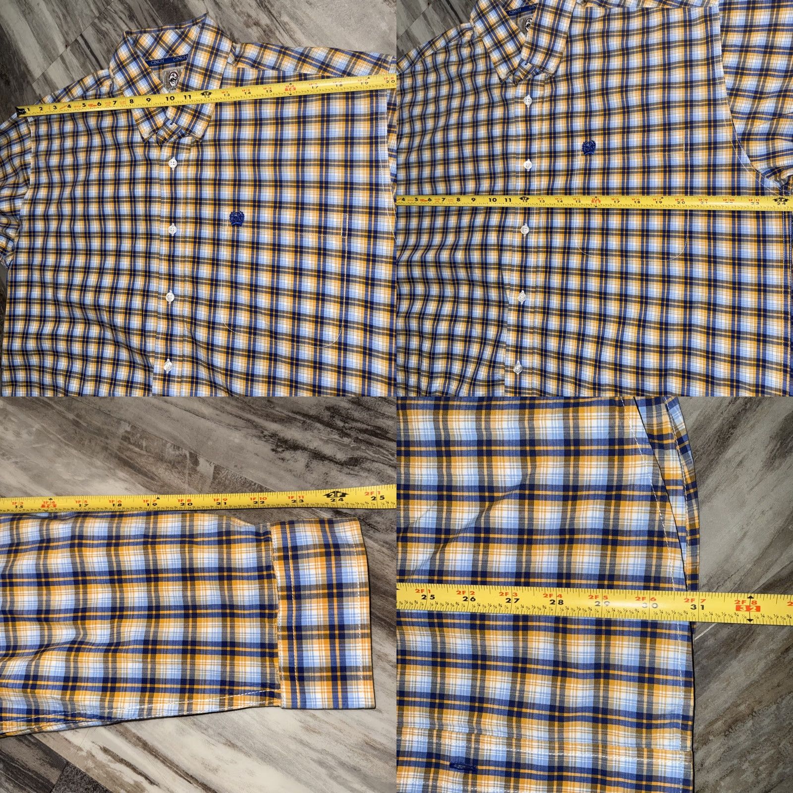 Vintage Cinch Shirt Men’s Medium Blue Yellow Plaid Button Up Long Sleeve Western Cowboy Shirt Size US M / EU 48-50 / 2 - 8 Thumbnail