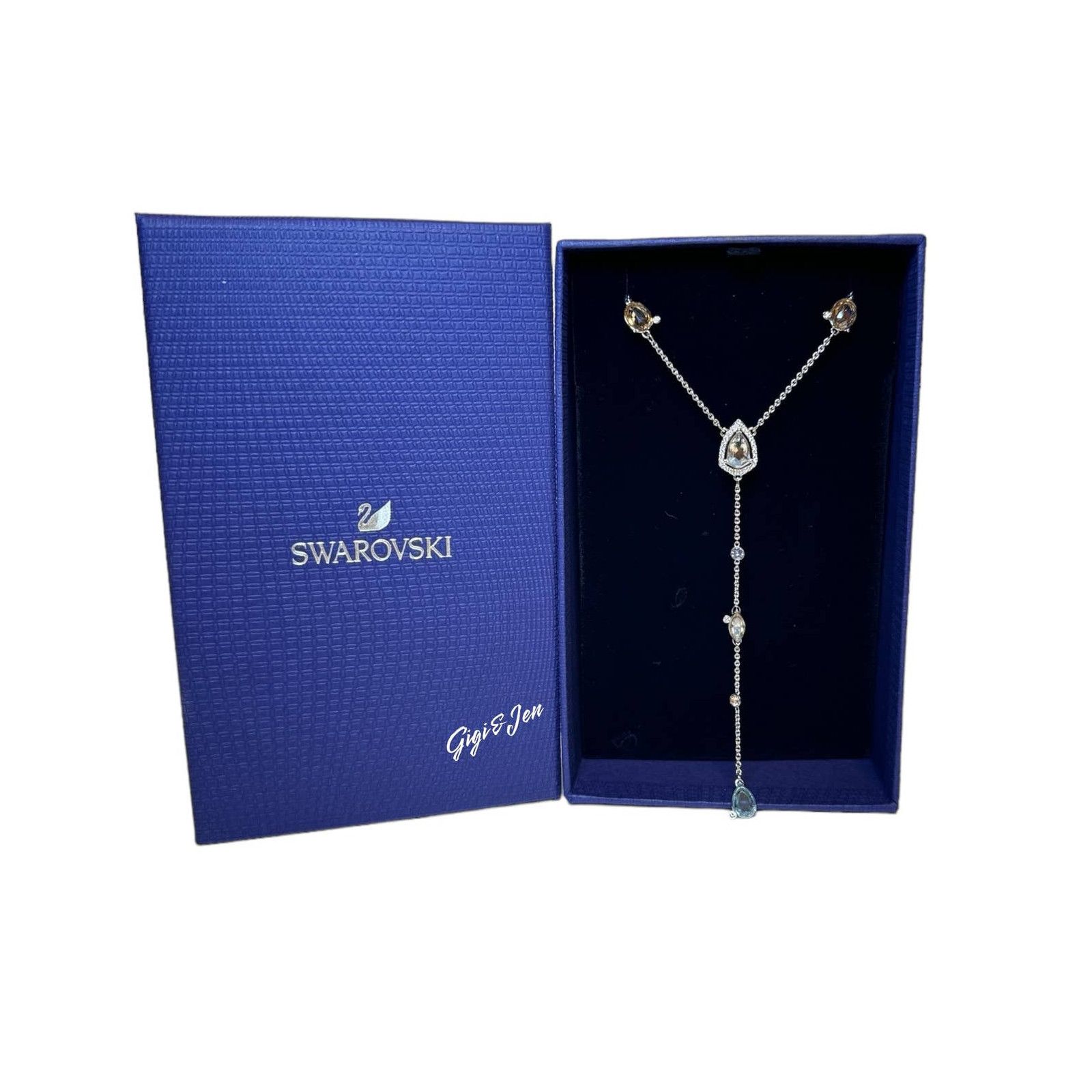 image of Swarovski Crystal Sunny Y Necklace in Silver, Women's