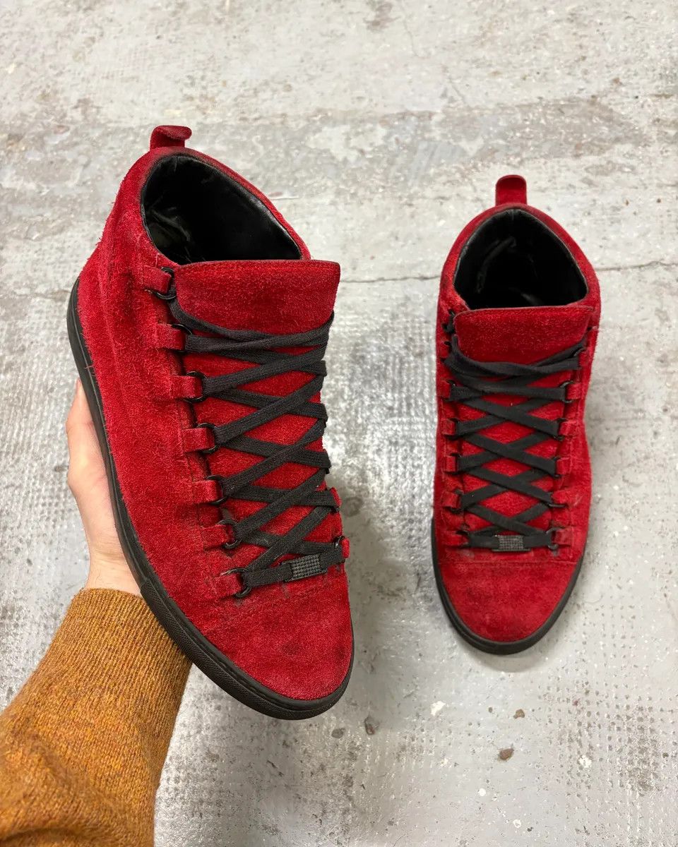 Balenciaga Balenciaga Arena Black & Red Suede Leather High Sneakers Size US 9.5 / EU 42-43 - 1 Thumbnail