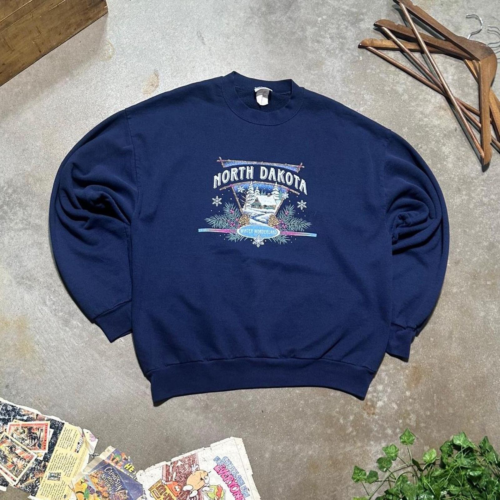 Jerzees Vintage 90s North Dakota Nature Print Crewneck Sweatshirt Size US XL / EU 56 / 4 - 1 Thumbnail
