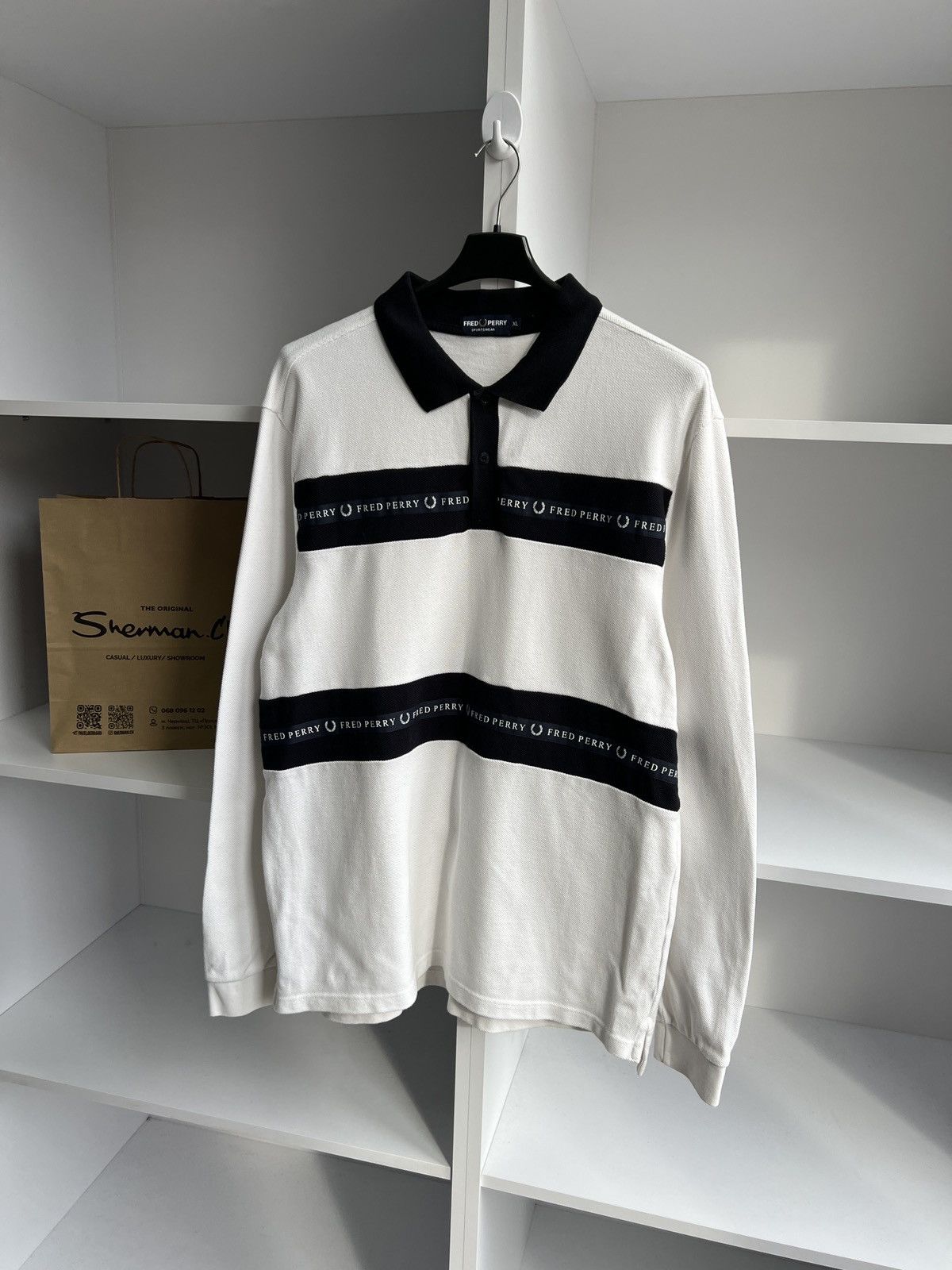 Fred Perry × Vintage Vintage Fred Perry Logo Rugby long sleeve Size US XL / EU 56 / 4 - 2 Thumbnail