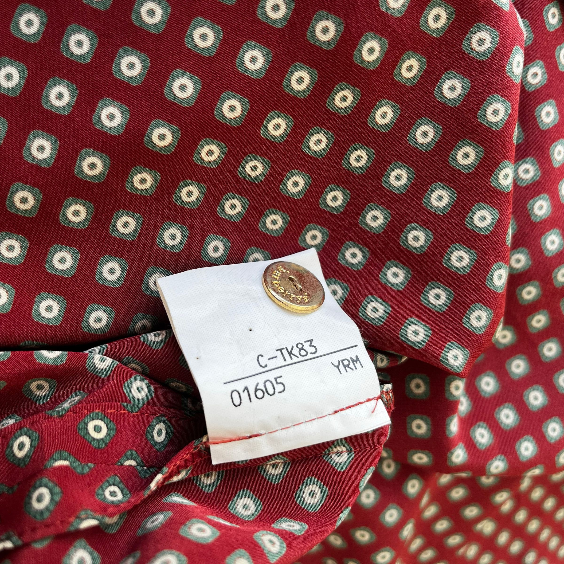 Vintage 80s Women's Burberry Geometric Print Red Shirt