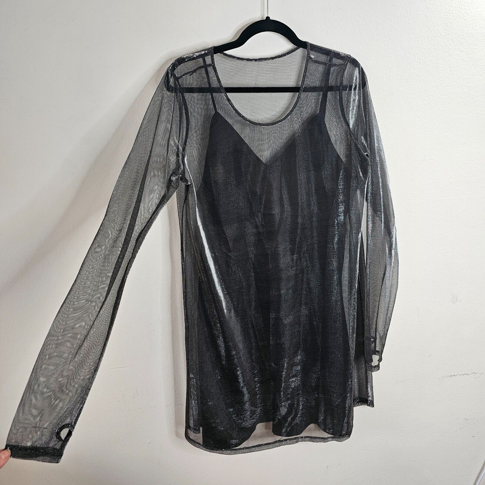 The Kooples The Kooples Smokey Silver Metallic Sheer Over Black Slip L Size L / US 10 / IT 46 - 9 Thumbnail