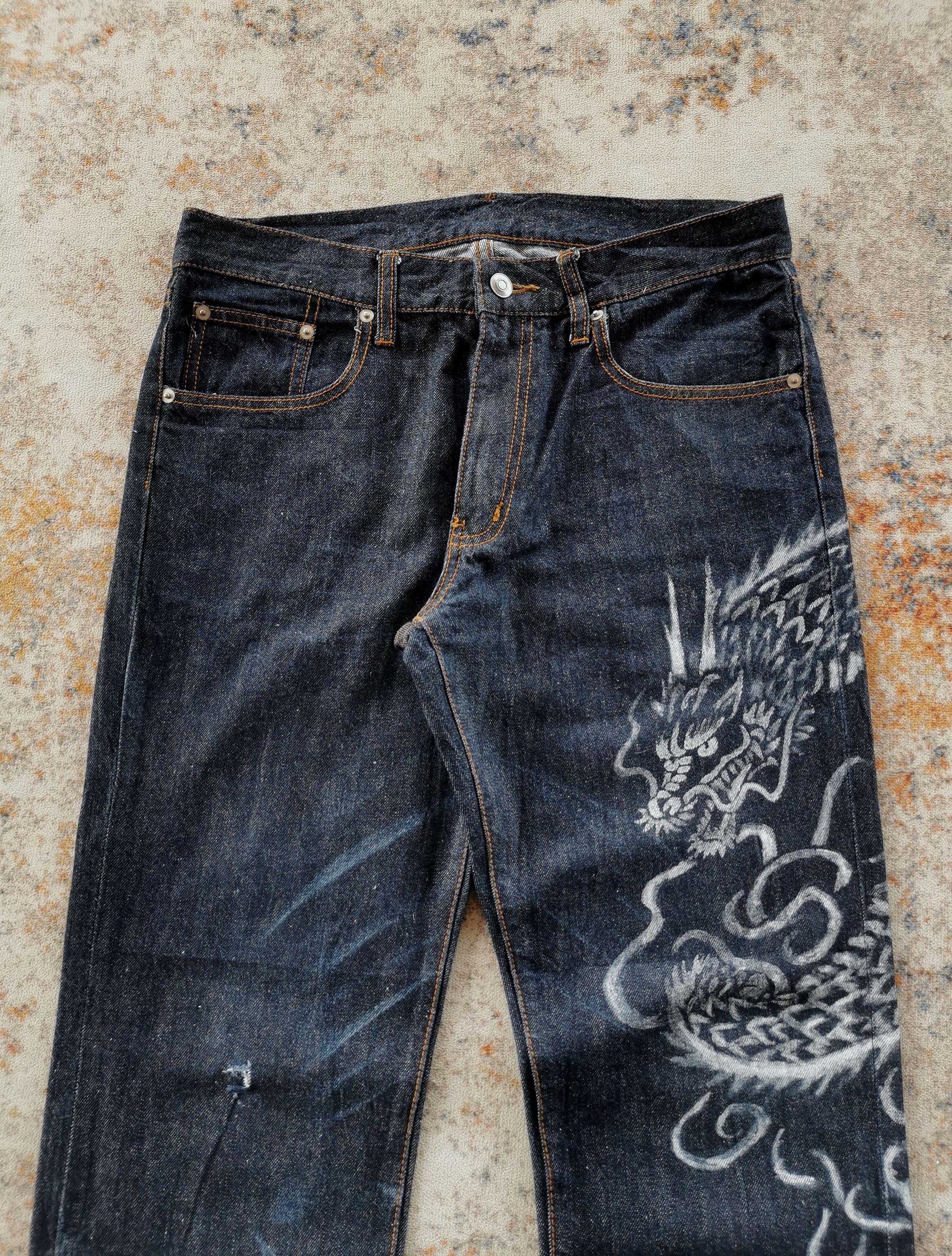 Evisu Dragon Art Denim Jeans Custom Streetwear Piece Size US 31 - 4 Thumbnail