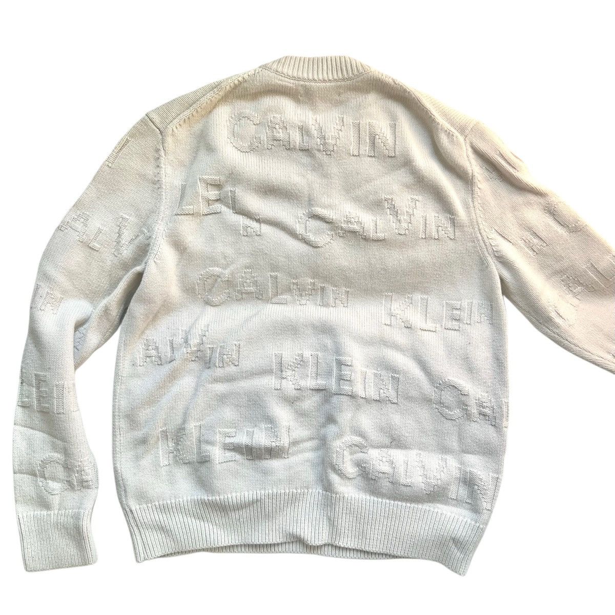 Calvin Klein CALVIN KLEIN rare wool knitted sweater cream white large L Size US L / EU 52-54 / 3 - 4 Thumbnail