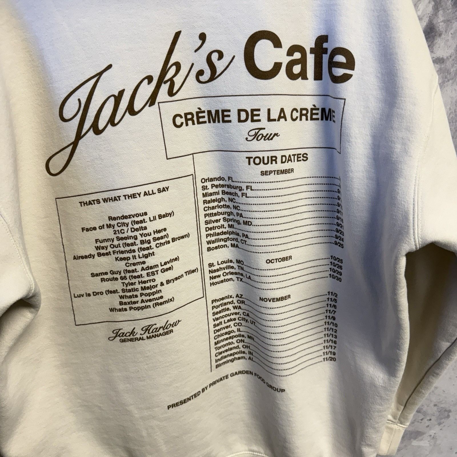 Rap Tees Jack Harlow Creme de la Creme Tour Hoodie Sweatshirt XL 25.5 Size US XL / EU 56 / 4 - 4 Thumbnail