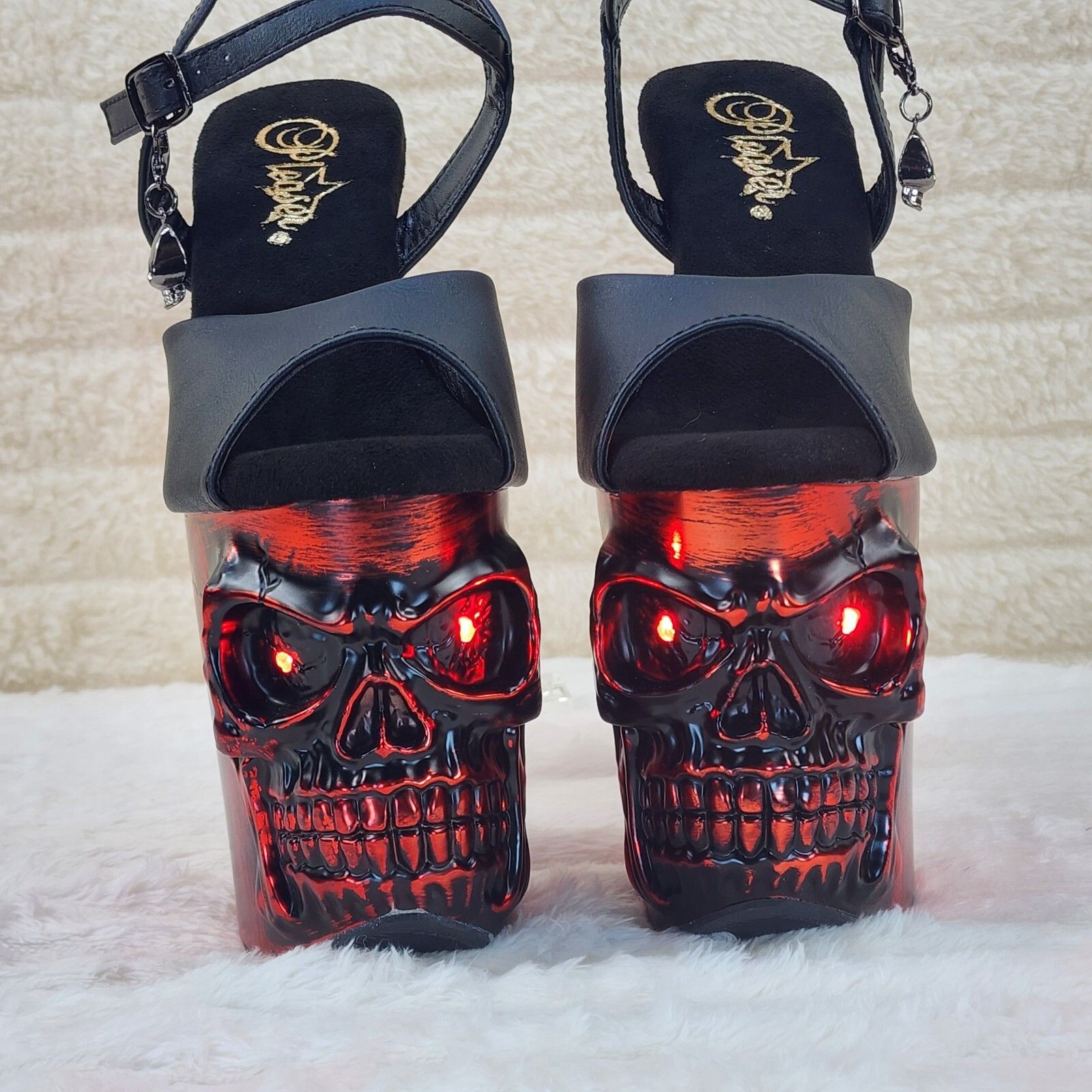 Other Rapture Black Matte Red Skull & Bones 8" High Heel Platform Size US 6 / IT 36 - 5 Thumbnail
