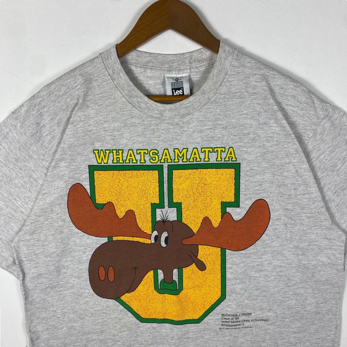 Vintage Vintage 90's WHATSAMATTA UNIVERSITY Rocky And Bullwinkle Tee Size US XL / EU 56 / 4 - 2 Thumbnail