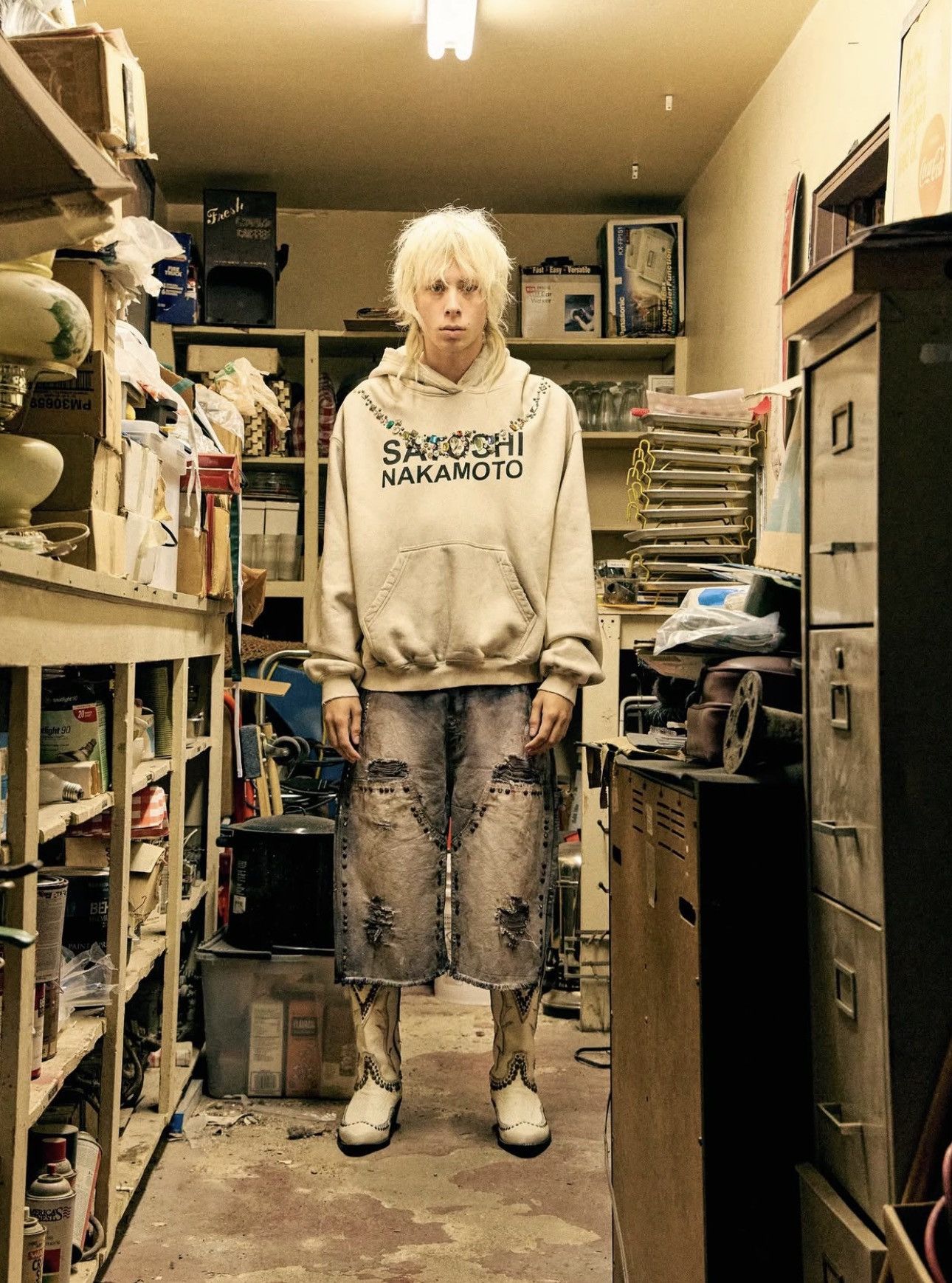 Satoshi Nakamoto Necklace Logo-Print Embellished Distressed Hoodie Size US XL / EU 56 / 4 - 2 Thumbnail