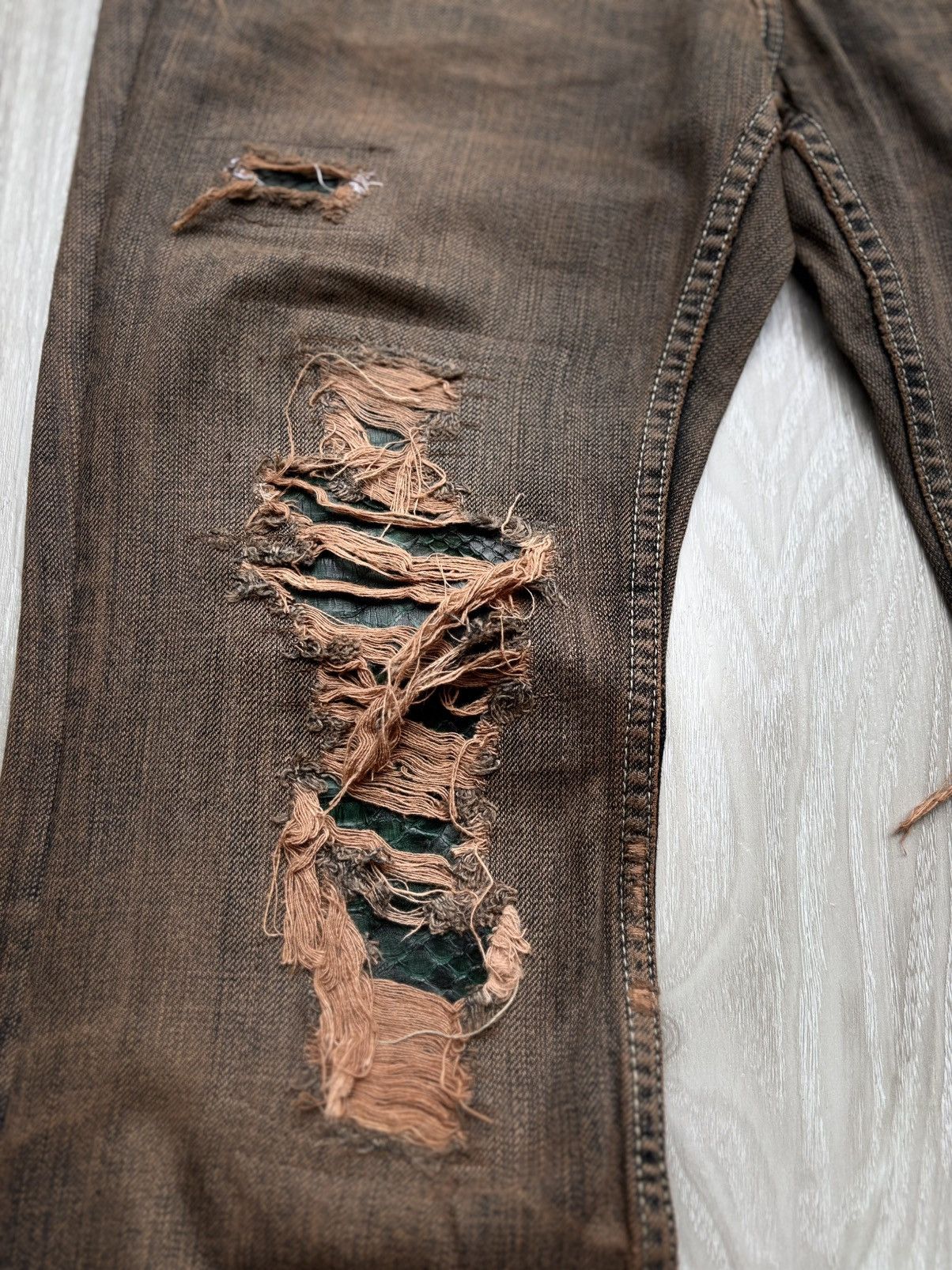 Japanese Brand VERTGARMENTS double waist mudwash flare jeans Size US 29 - 3 Thumbnail