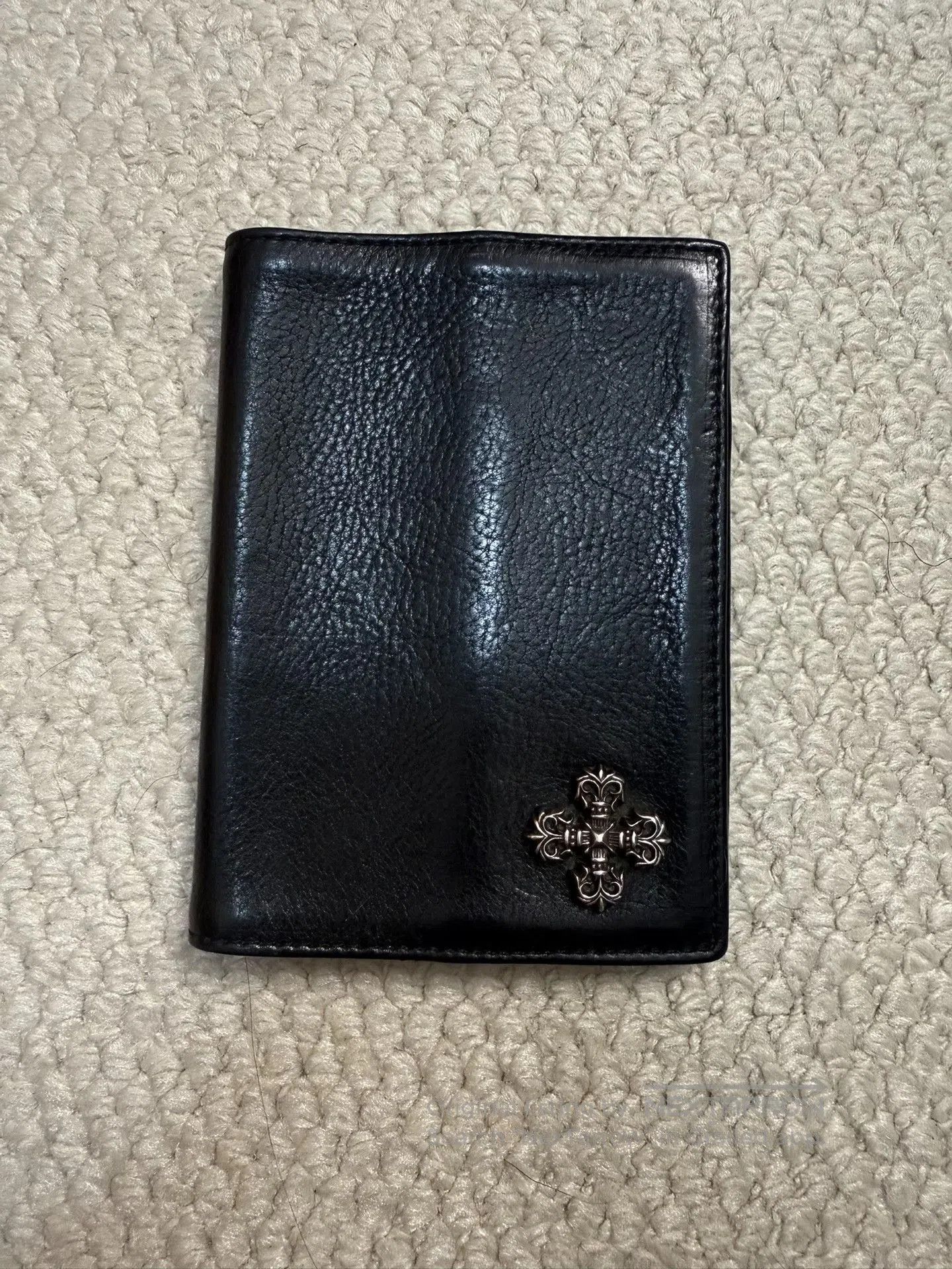 Chrome Hearts Chrome Hearts Flame Cross Silver Black Leather Passport Hol Size ONE SIZE - 1 Thumbnail