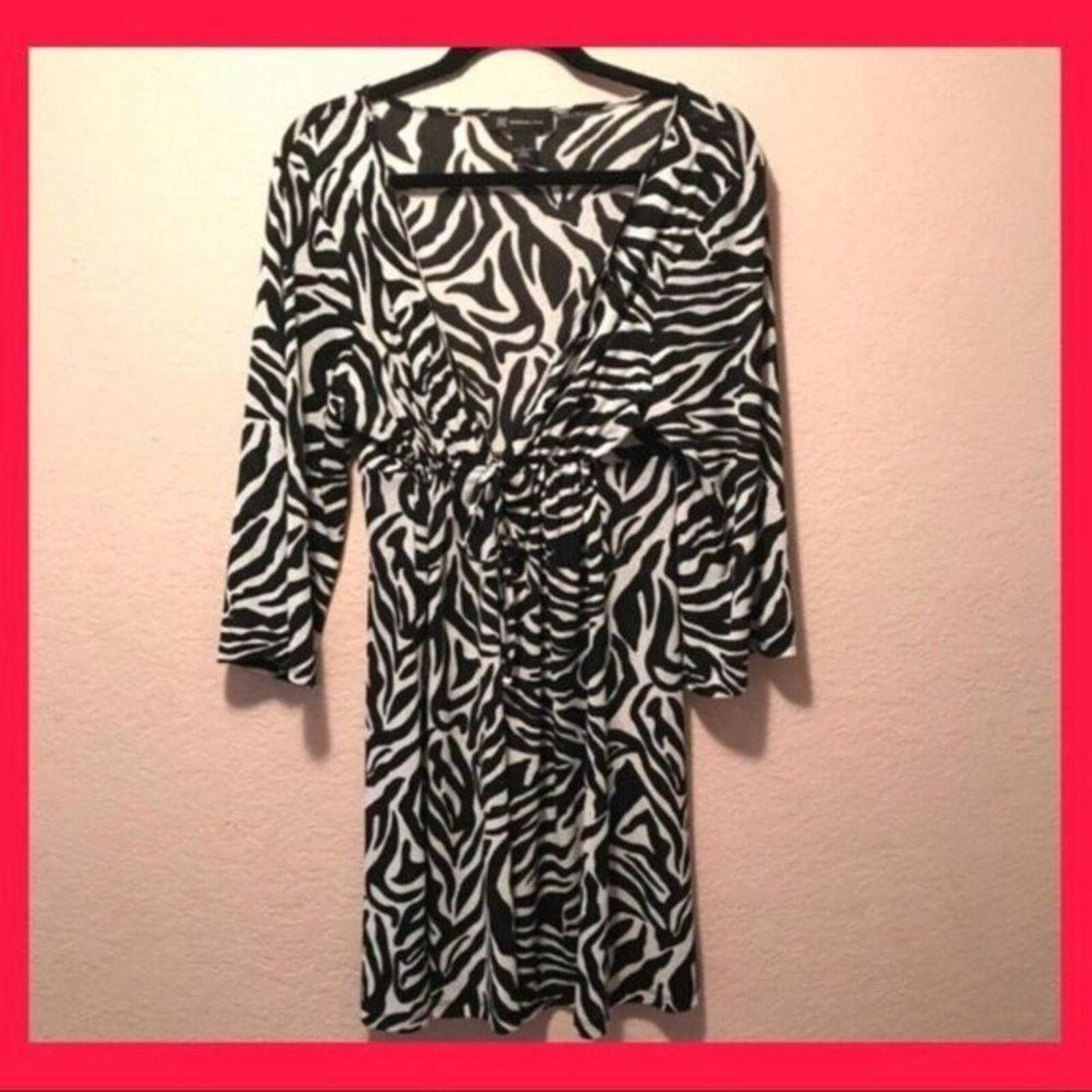 Other Inc Black and White Zebra Print Dress with 3/4 Sleeves Size M / US 6-8 / IT 42-44 - 1 Thumbnail