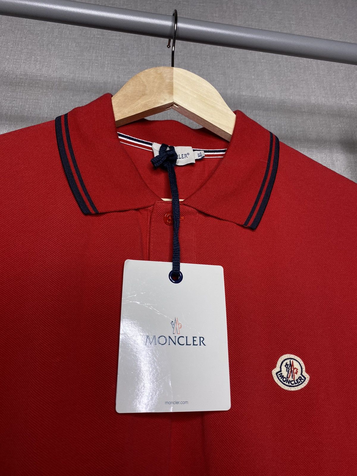 Moncler Moncler Brand New Polo Shirt Red Size XL NWT Size US XL / EU 56 / 4 - 4 Thumbnail