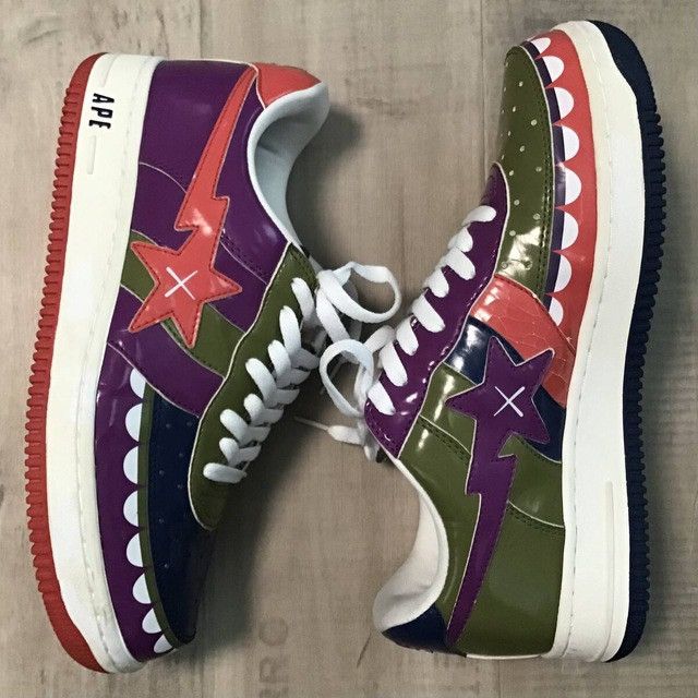 Bape × Kaws × Nigo KAWS CHOMPERS BAPE STA Patent Leather Sneakers APE NIGO Size US 9.5 / EU 42-43 - 3 Thumbnail