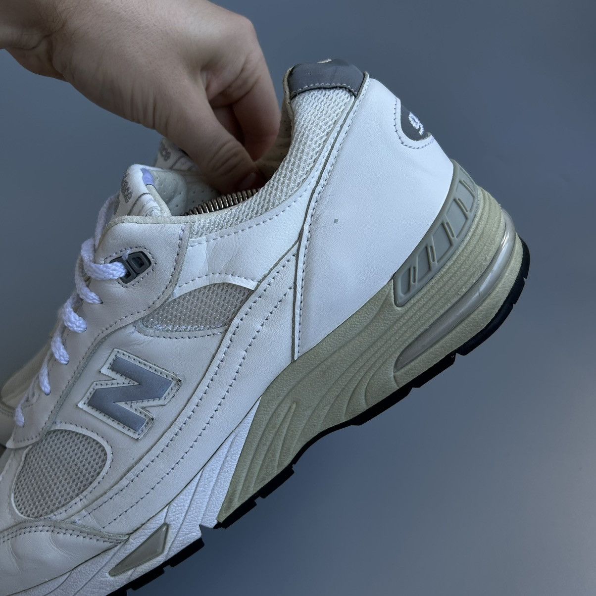 New Balance New Balance 991 Made In England 🏴󠁧󠁢󠁥󠁮󠁧󠁿 UK White Leather 990 993 Size US 11.5 / EU 44-45 - 11 Thumbnail
