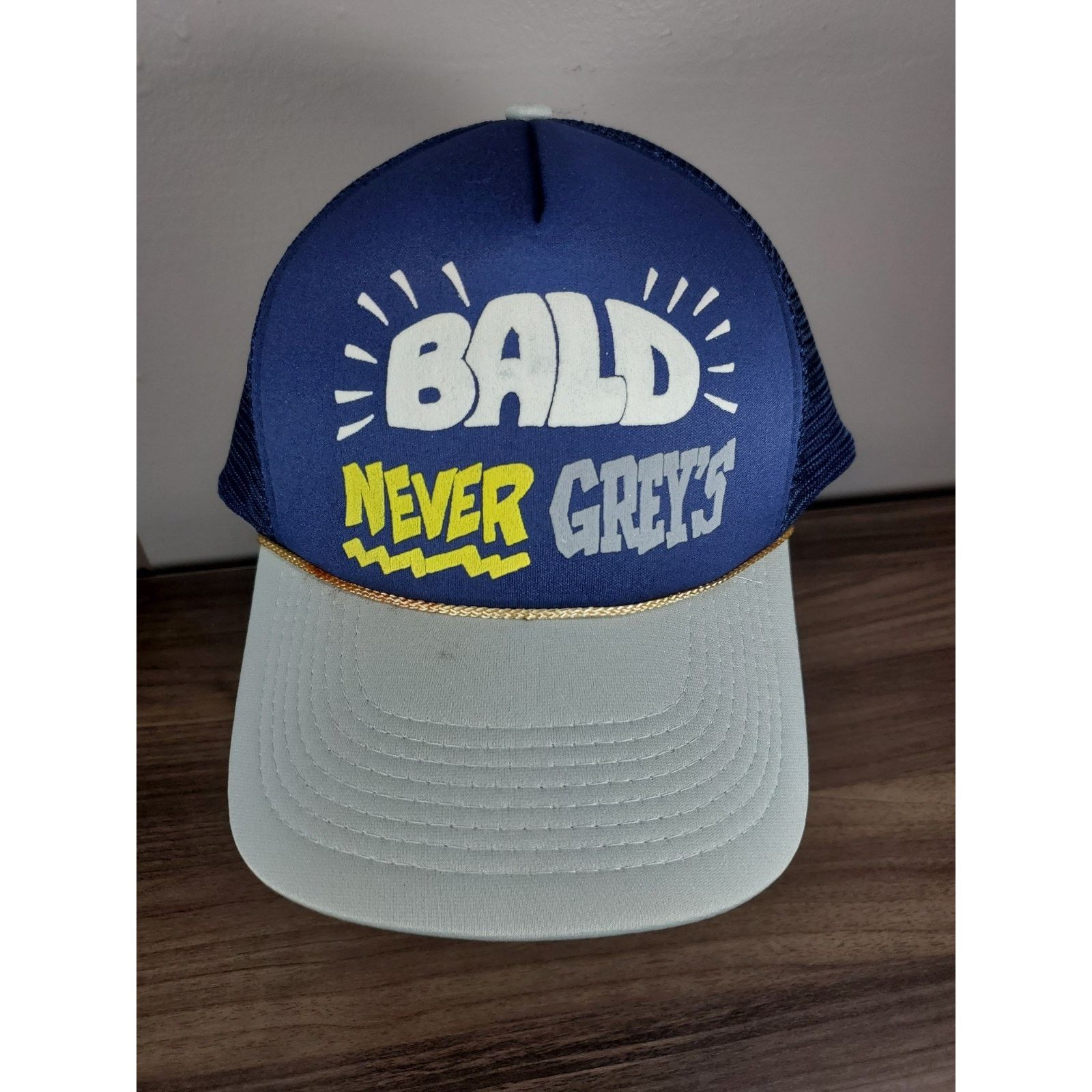 Vintage "BALD NEVER GREYS" Trucker Hat Novely Humor Snapback Cap 90s Size ONE SIZE - 2 Thumbnail