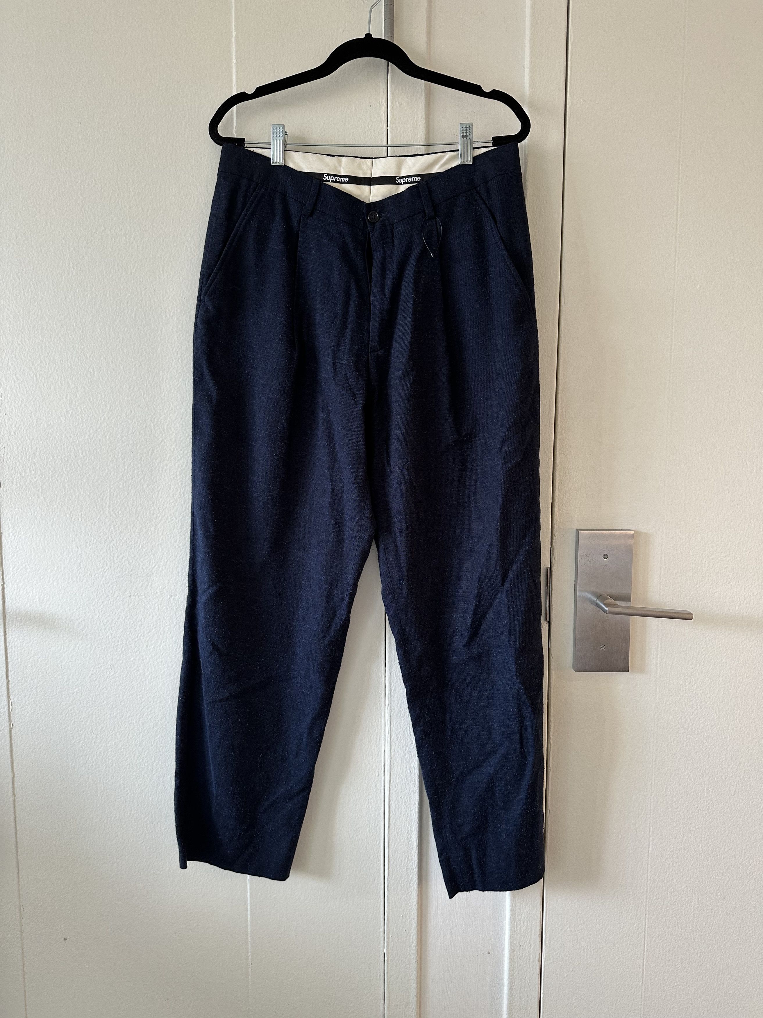 image of Supreme Pleated Trousers in Navy, Men's (Size 30)