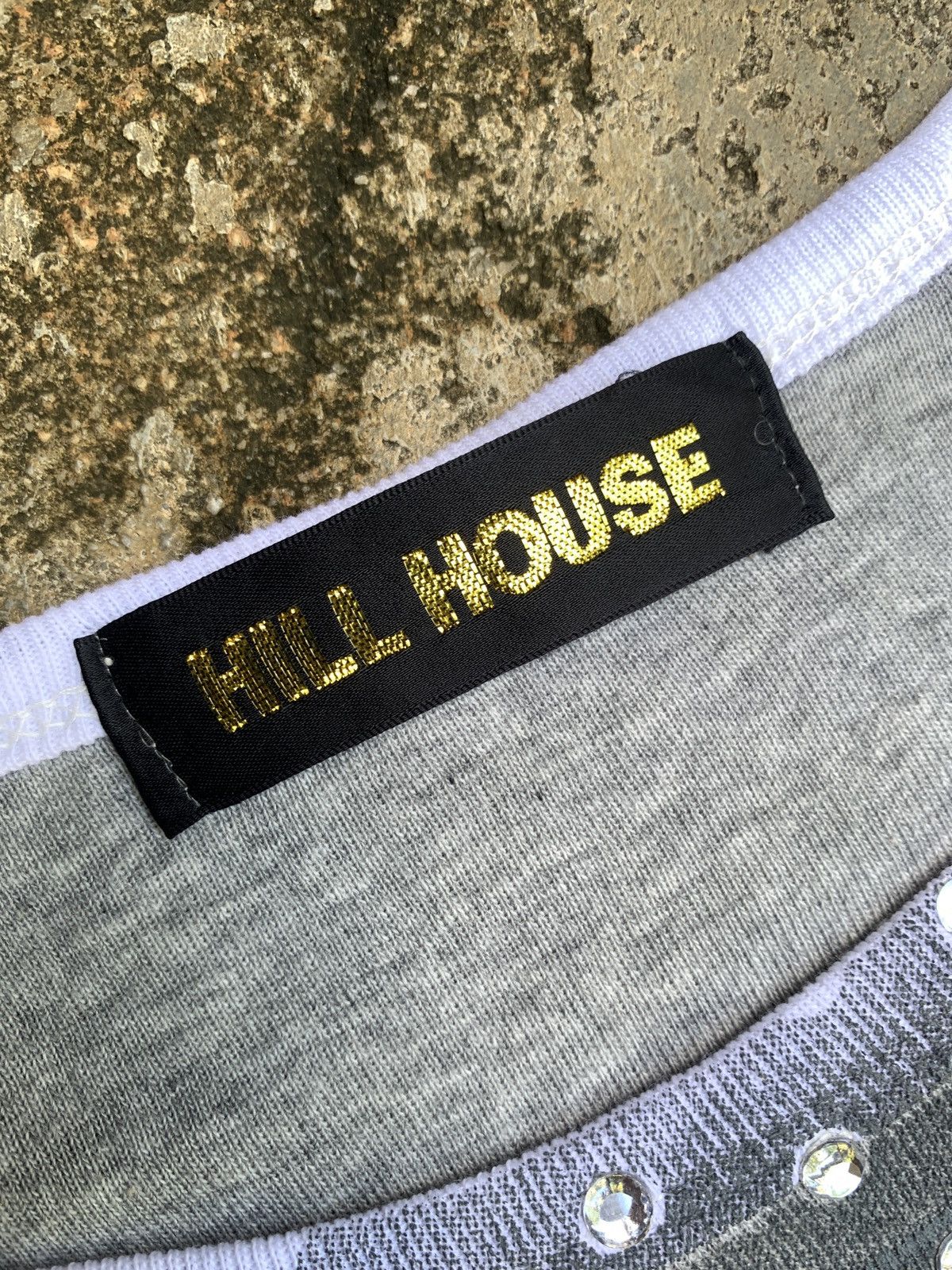 Japanese Brand y2k HILLHOUSE Japan Grunge Skull Crystals Graphic Raglan Top Size M / US 6-8 / IT 42-44 - 5 Thumbnail