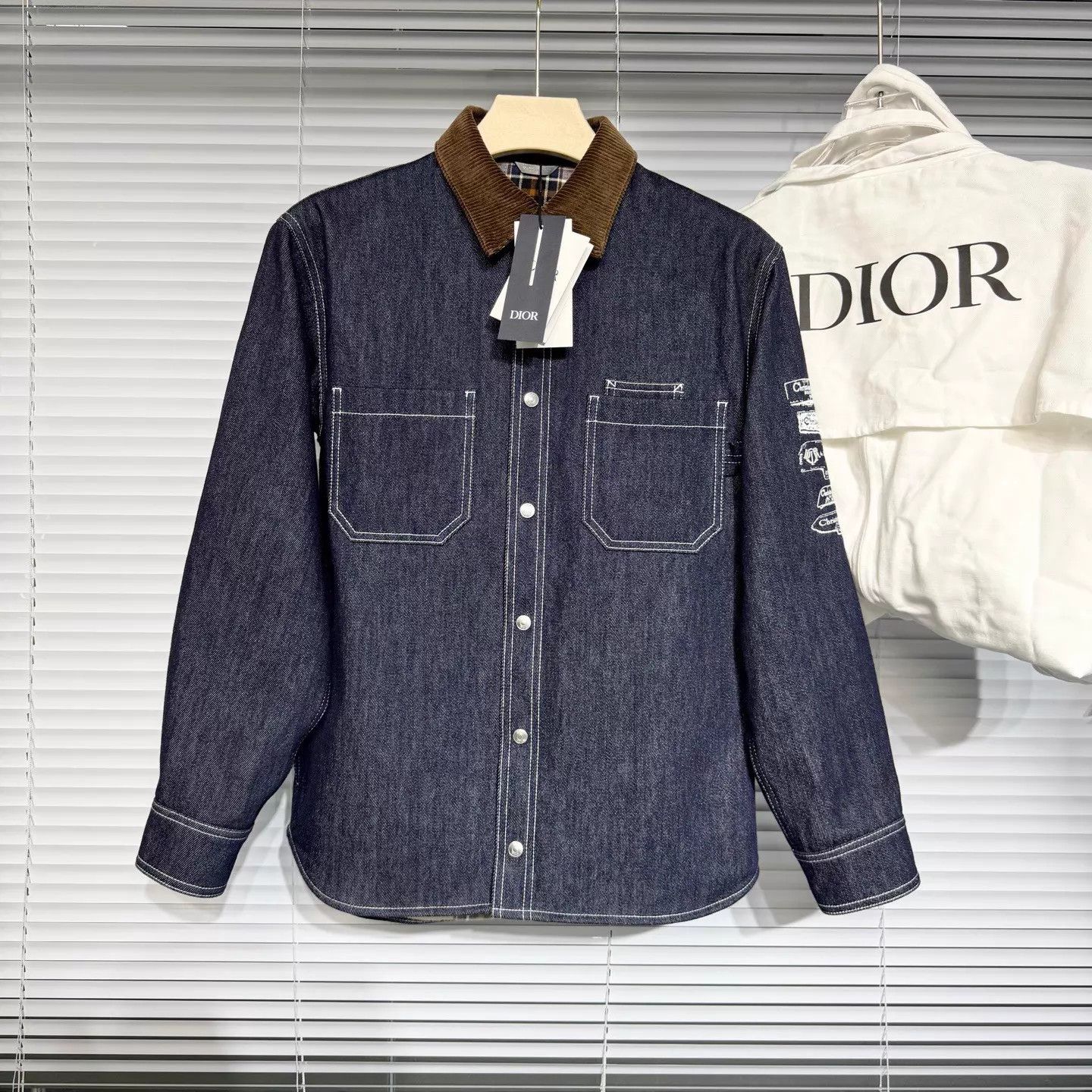 Dior DIOR SS25 Archives Labels Denim Jacket Corduroy Navy 37 Size US XS / EU 42 / 0 - 1 Thumbnail