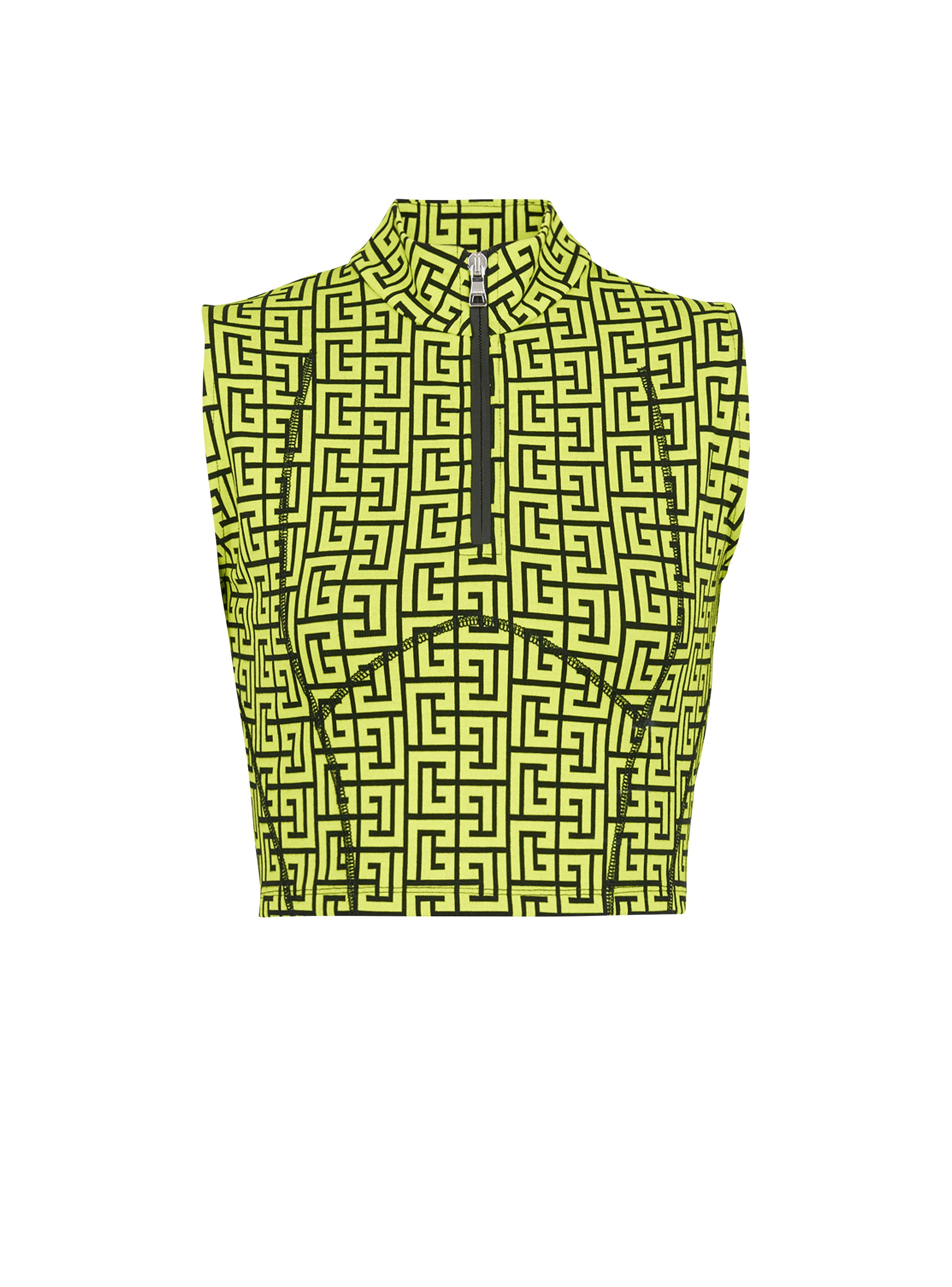 Balmain o1y0625 Crop Top in Lime Green/Black Size XXS / US 00 / IT 34 - 1 Thumbnail
